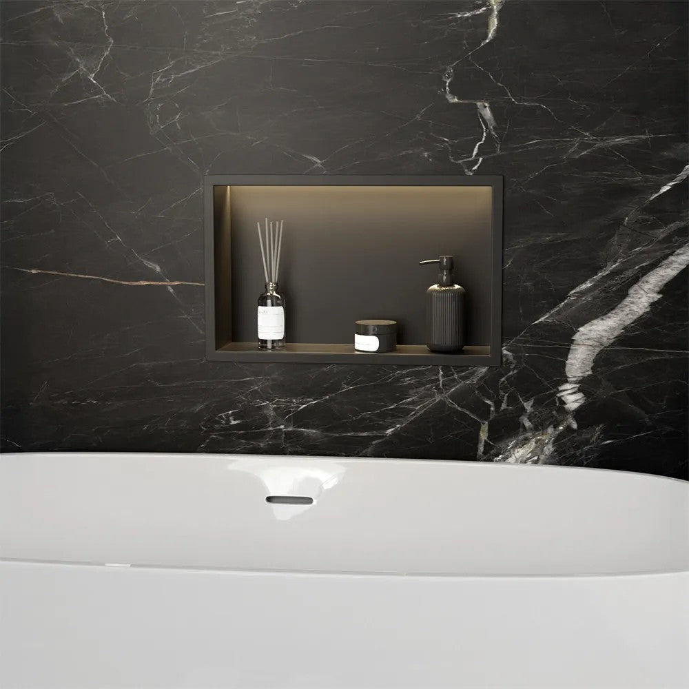 VSTAVANÁ KÚPEĽŇOVÁ POLICA LED 30x45 black  5