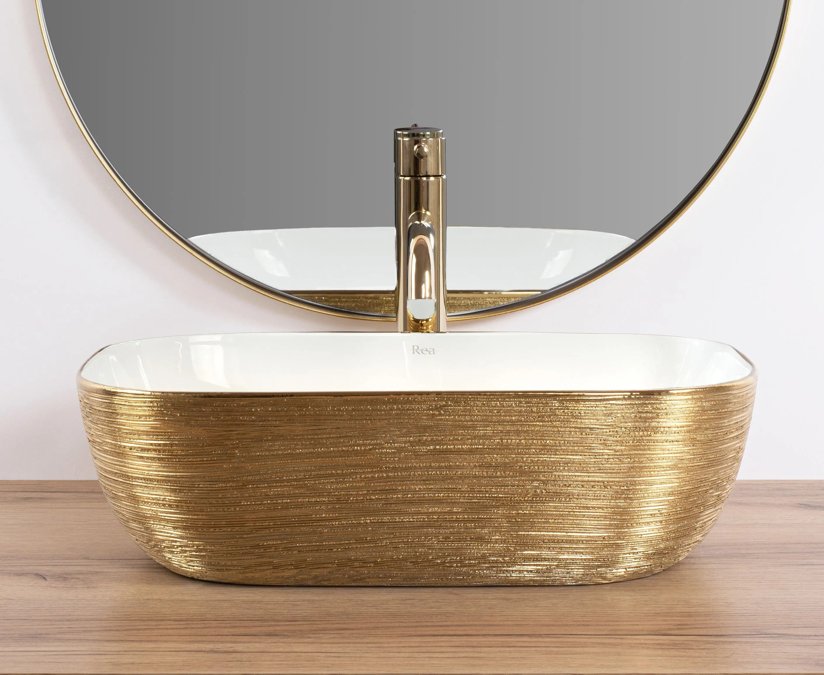 Umývadlo na dosku Rea Belinda White GOLD BRUSH  5