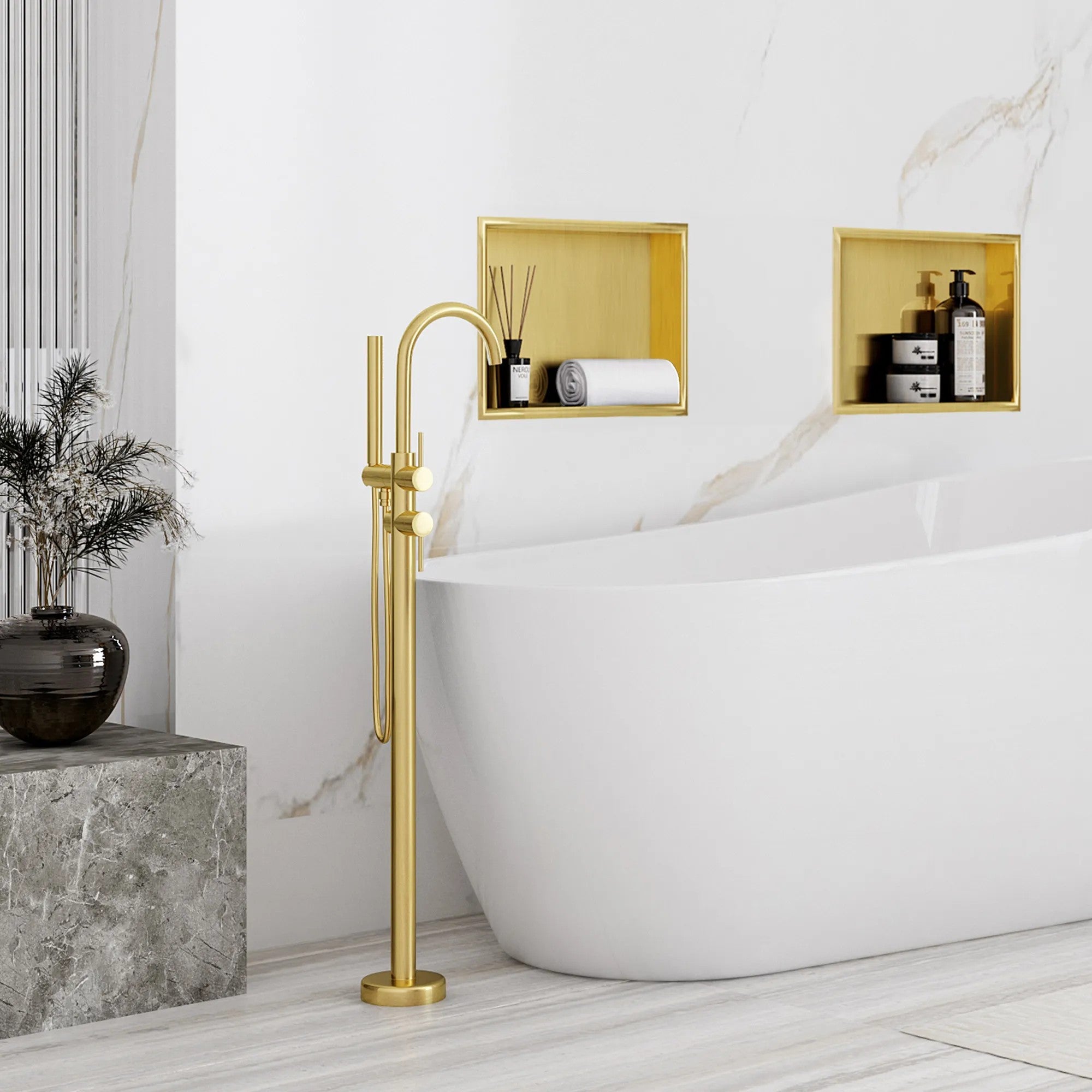 bathroom shelf 30x30 gold brush  5