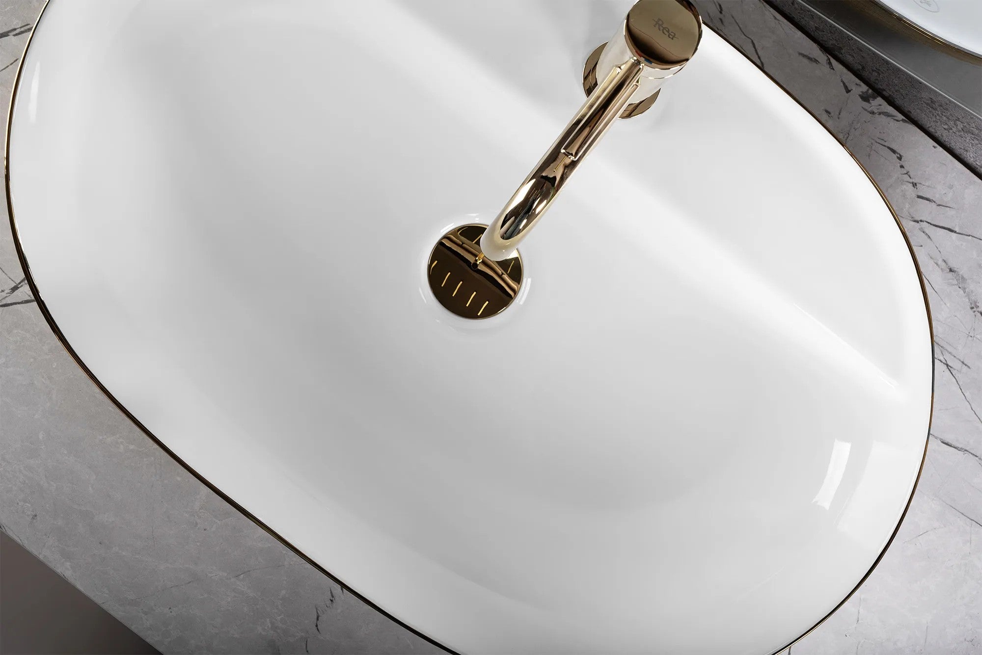 Umývadlo na dosku Rea Aura 61 White Gold Brush  5