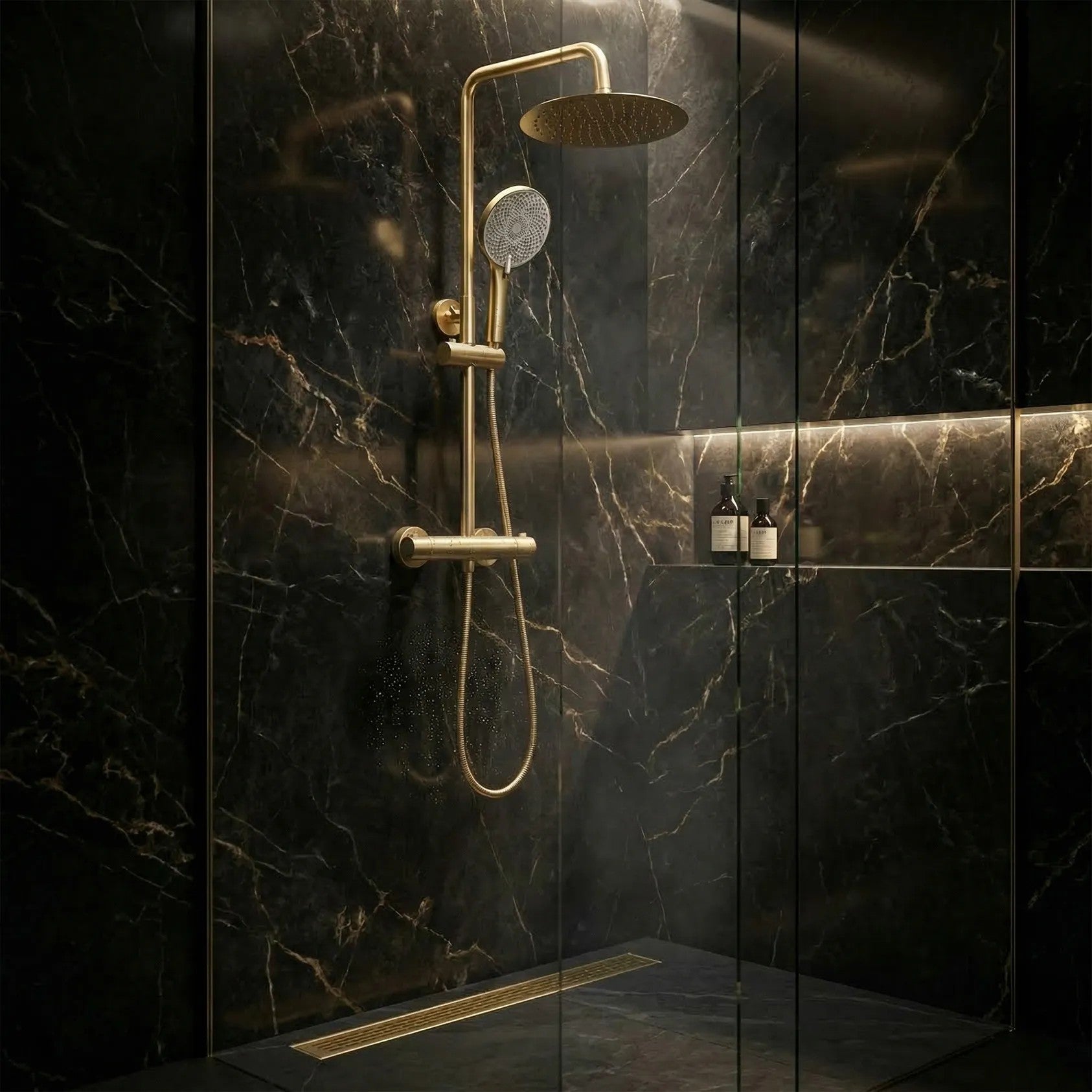 Sprchová súprava bez výtoku s termostatom Rea Lungo Gold Brush  5