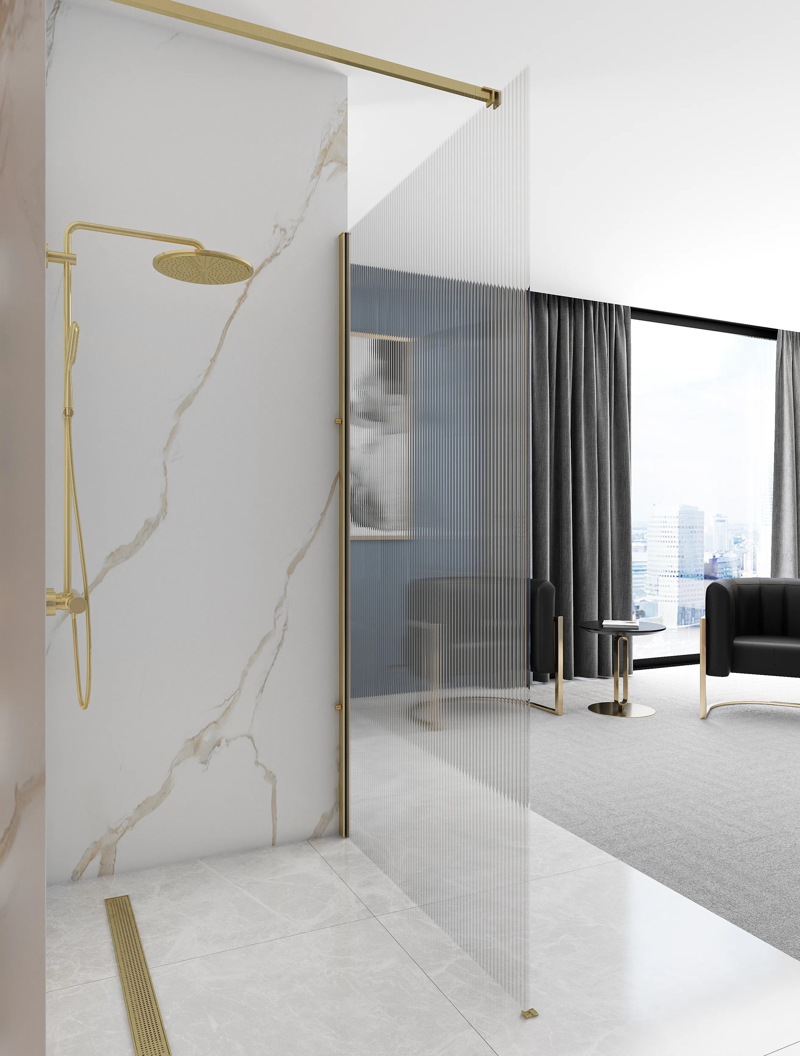 Sprchová zástena REA AERO Intimo Gold Brush 90  5