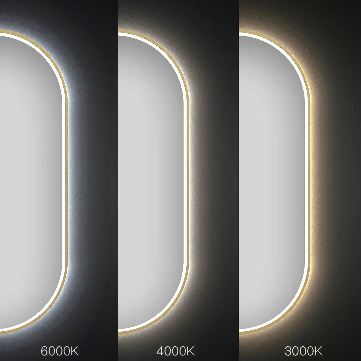 Zrkadlo LED OVL 50x100cm Brush Gold  5