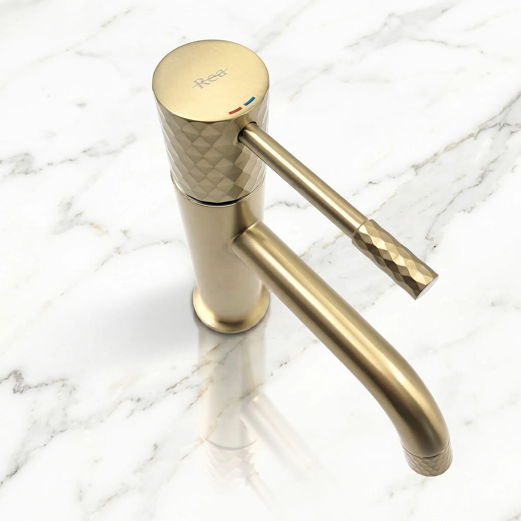 Umývadlový faucet Rea Lungo Diamond Brush Gold vysoký  5