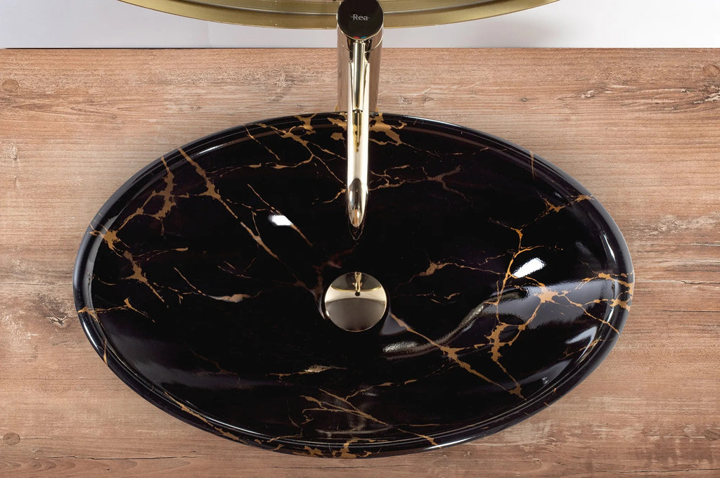 Umývadlo na dosku REA PAMELA Black Marble Shiny  5