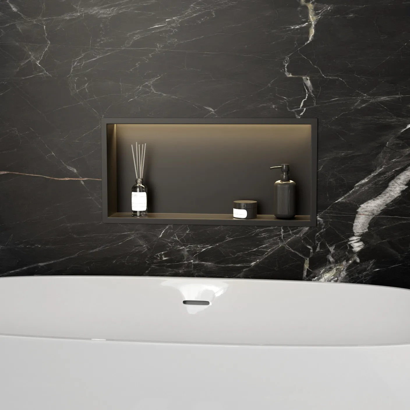 VSTAVANÁ KÚPEĽŇOVÁ POLICA LED 30x60 black  5