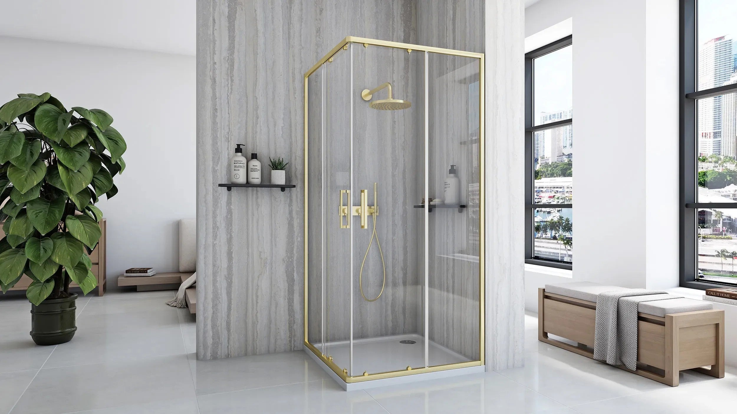 Sprchovací kút REA City 80x80 Gold Brush S detským bazénom Savoy black 5