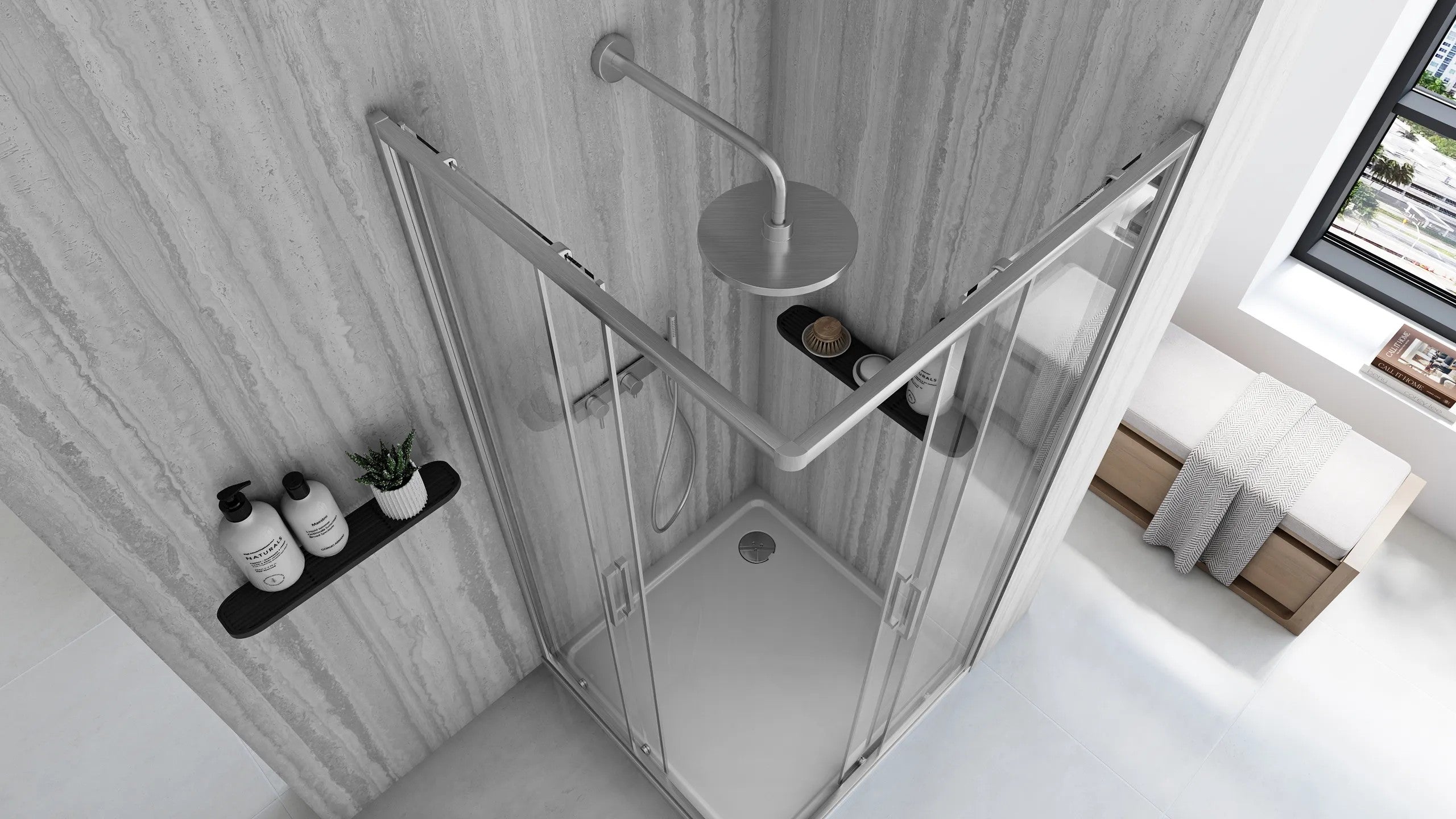 Sprchovací kút REA City 90x90 Nickel Brush Bez sprchovej vaničky 5