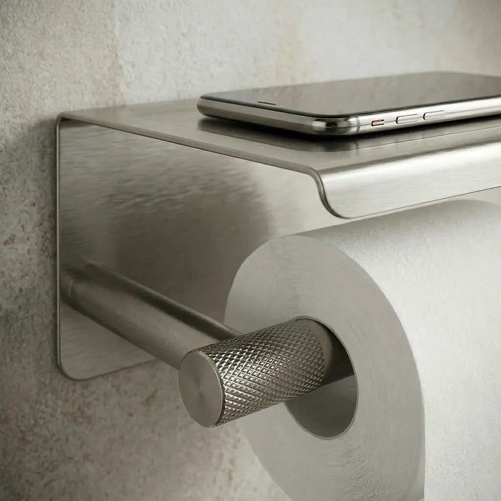 Držiak na toaletný papier s poličkou 6613 Modern Nickel Brush  5