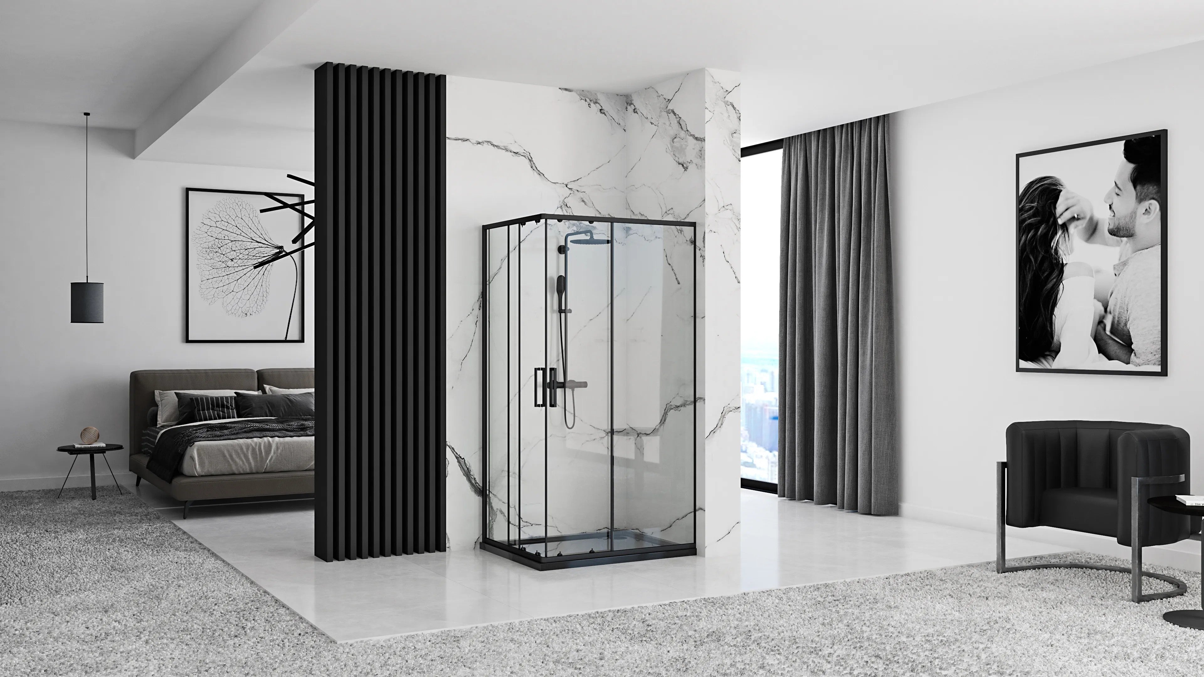 Sprchovací kút REA PUNTO - čierny 80x100 S detským bazénom Savoy black 5