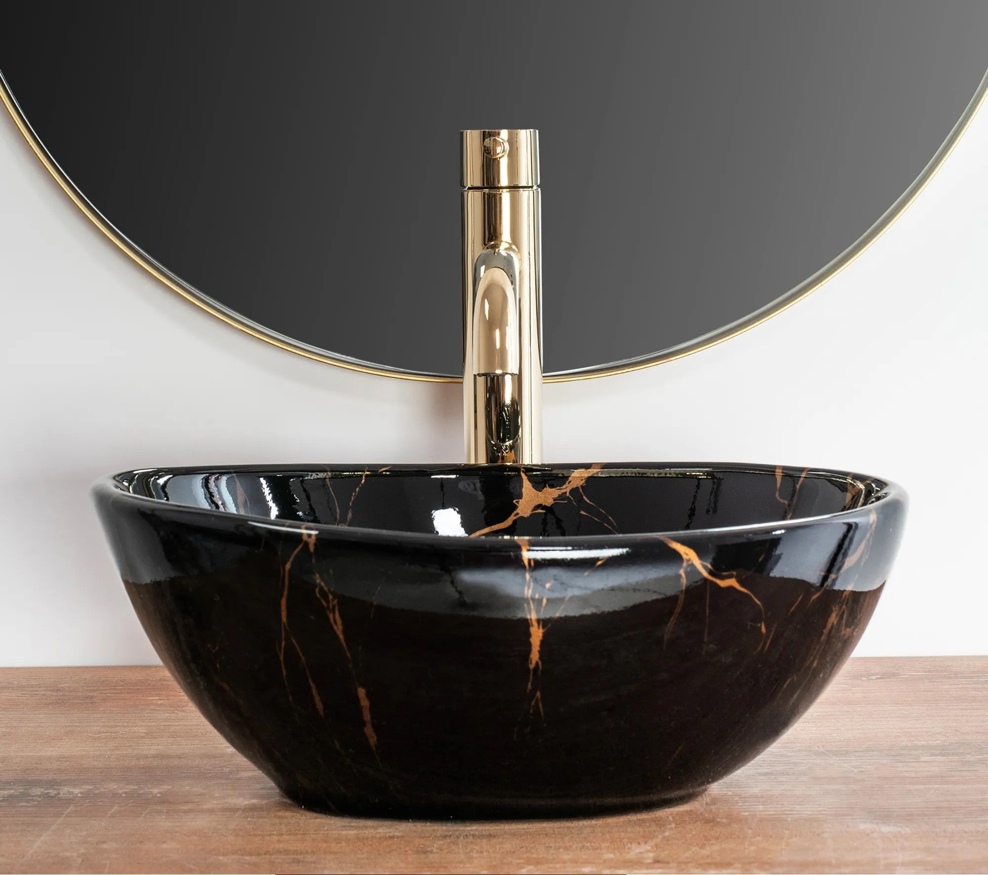 Umývadlo na dosku Rea Sofia Mini Black Marble Shiny  5