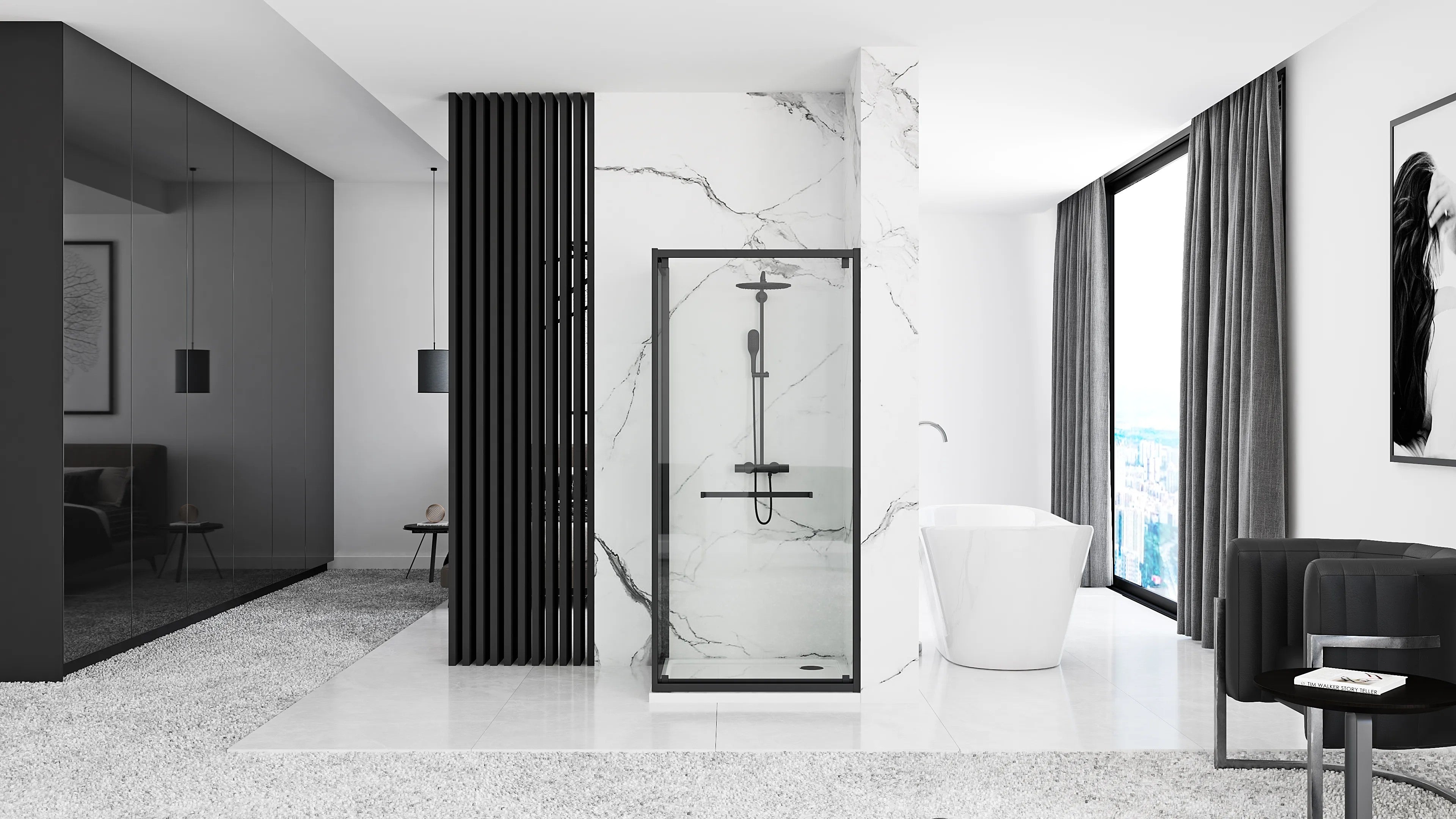 Sprchovací kút Rea Space In Black 80x100 Bez sprchovej vaničky 5