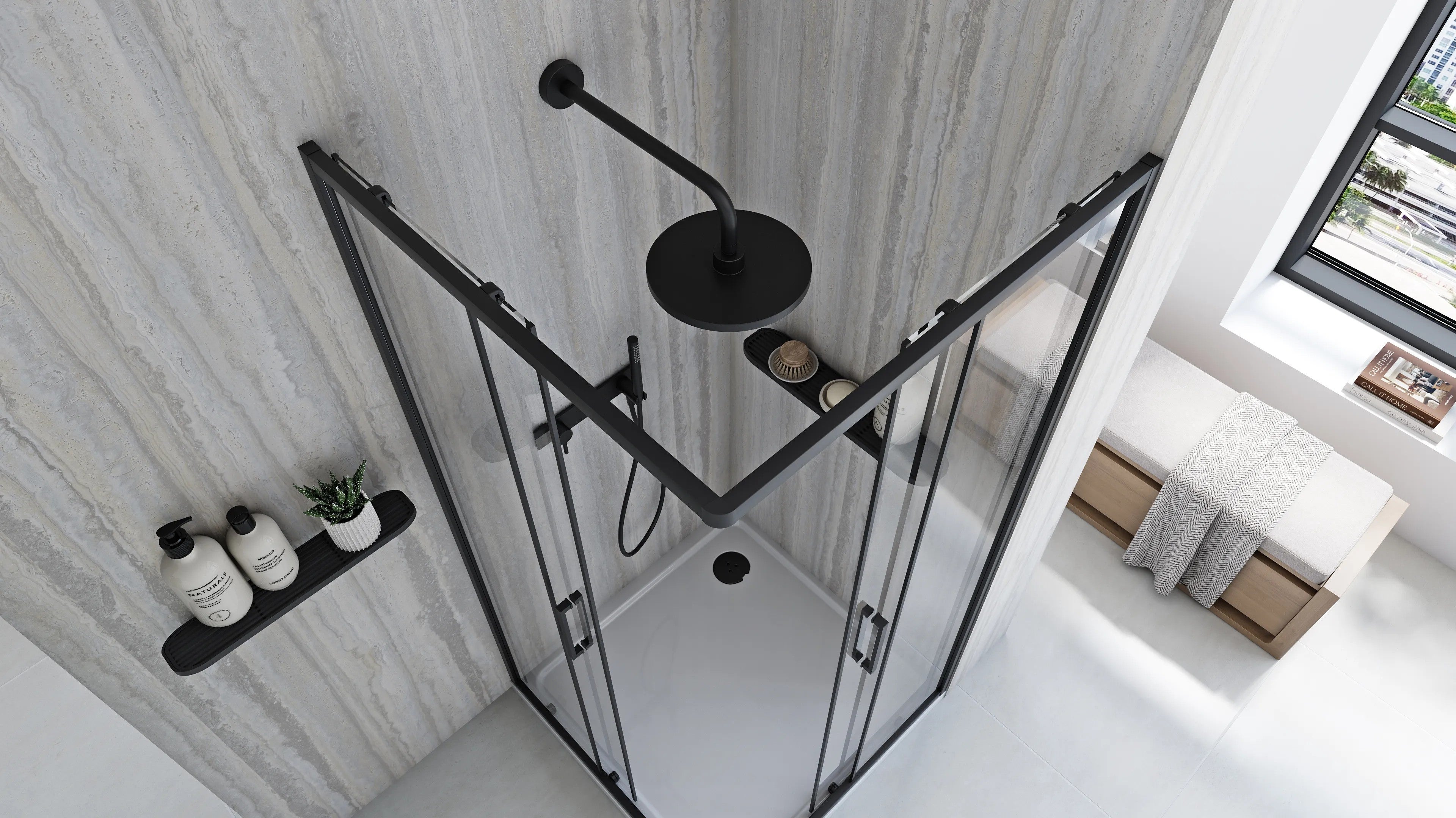 Sprchovací kút REA City 90x90 Black S detským bazénom Savoy 5