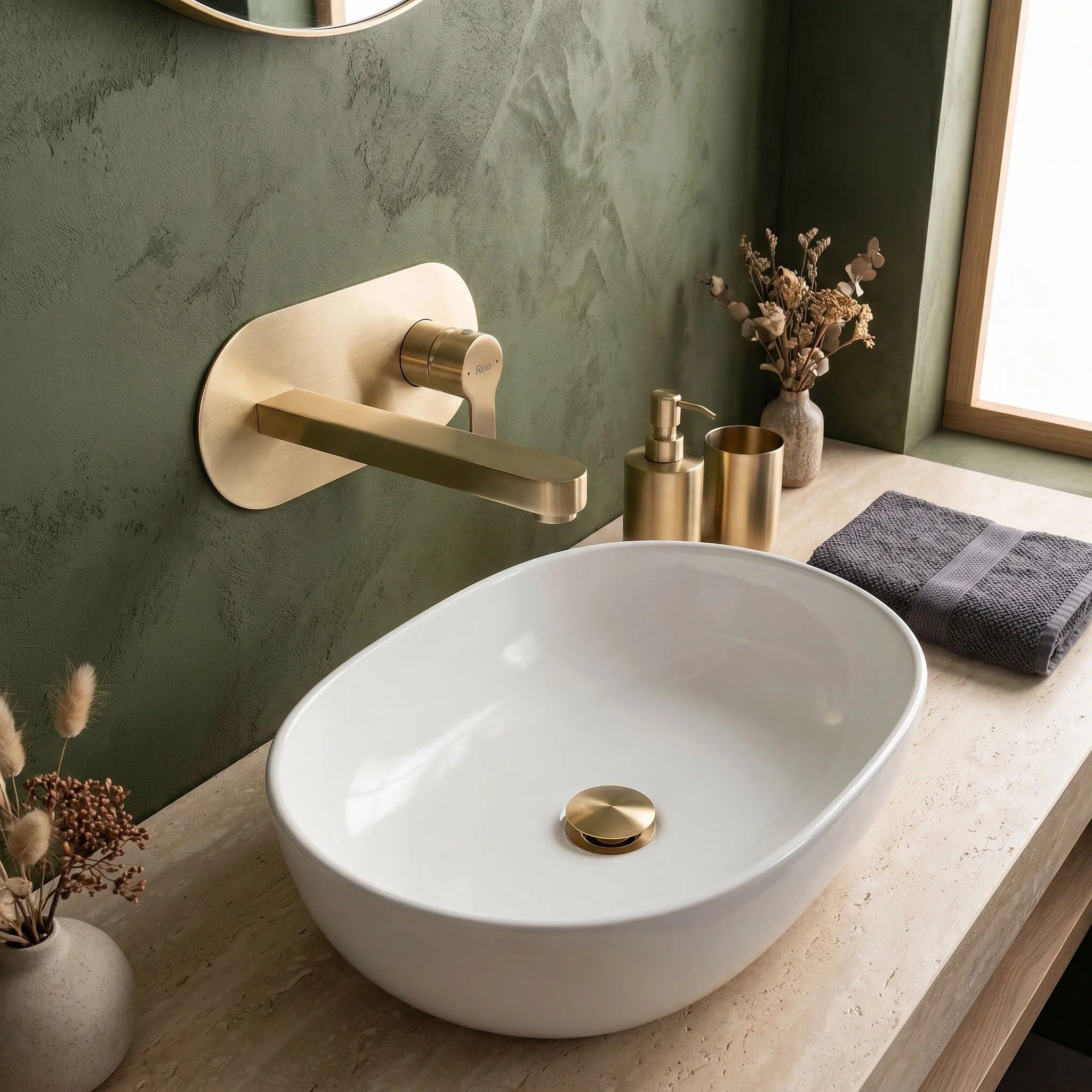 Podomietková vaňová batéria REA Arcos Brush Gold  5