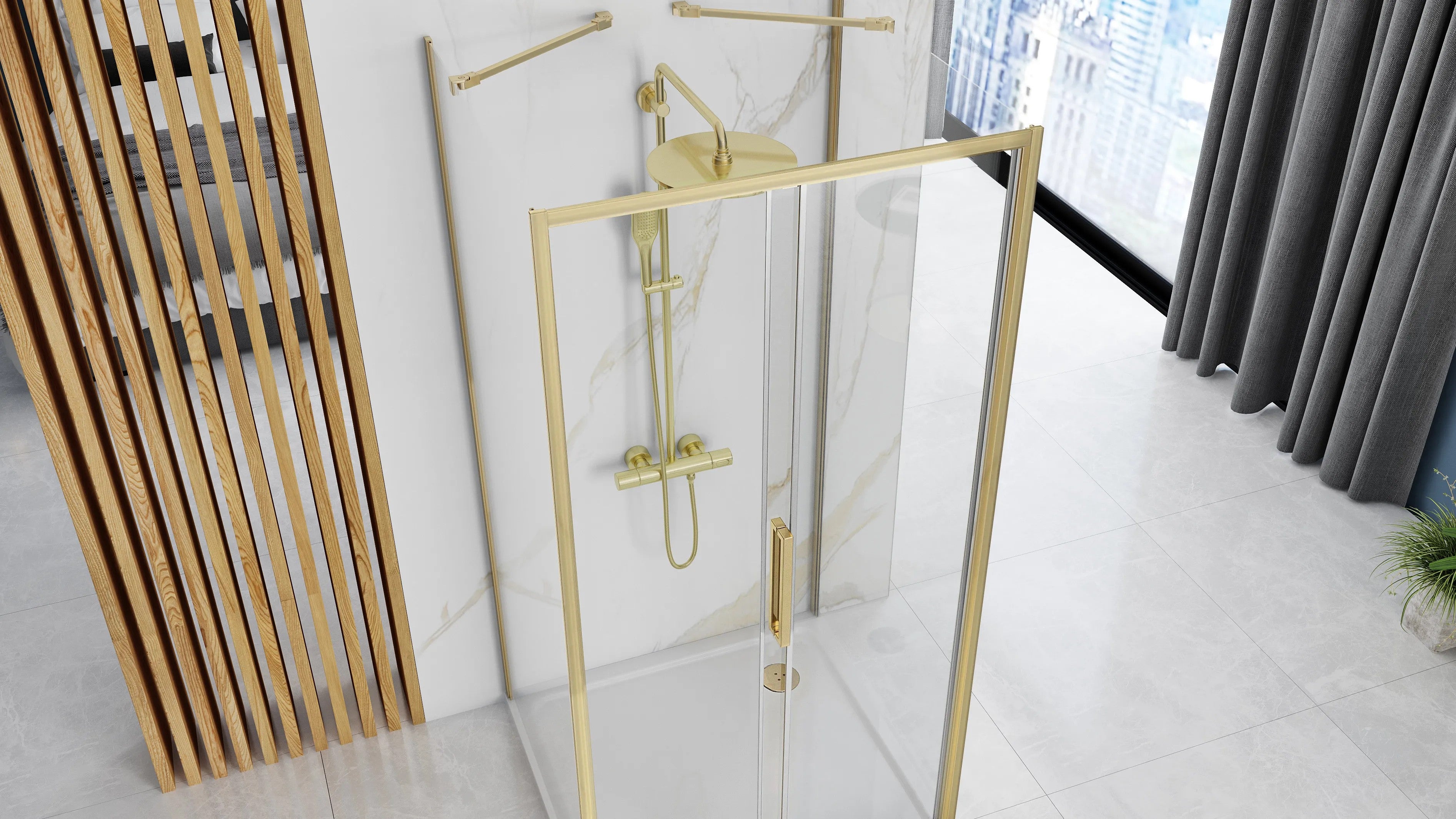 Sprchová kabína REA Rapid Slide  Brush Gold Dvere: 160 Stena: 80 5