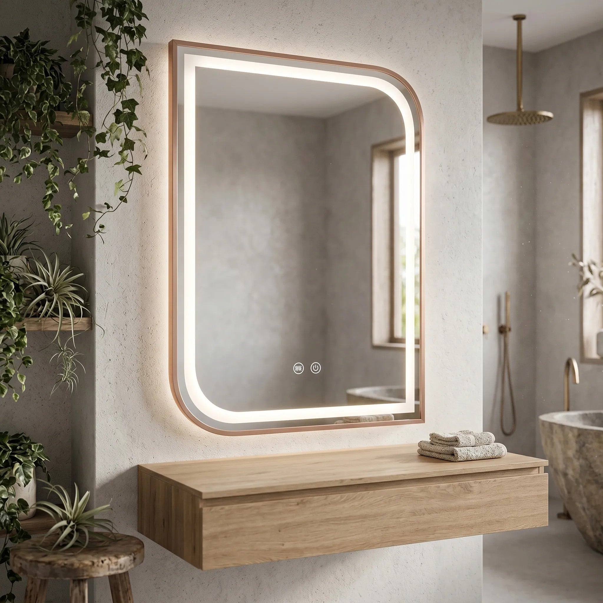 Zrkadlo LED ZONE 80x60 BRUSH  ROSE GOLD  5