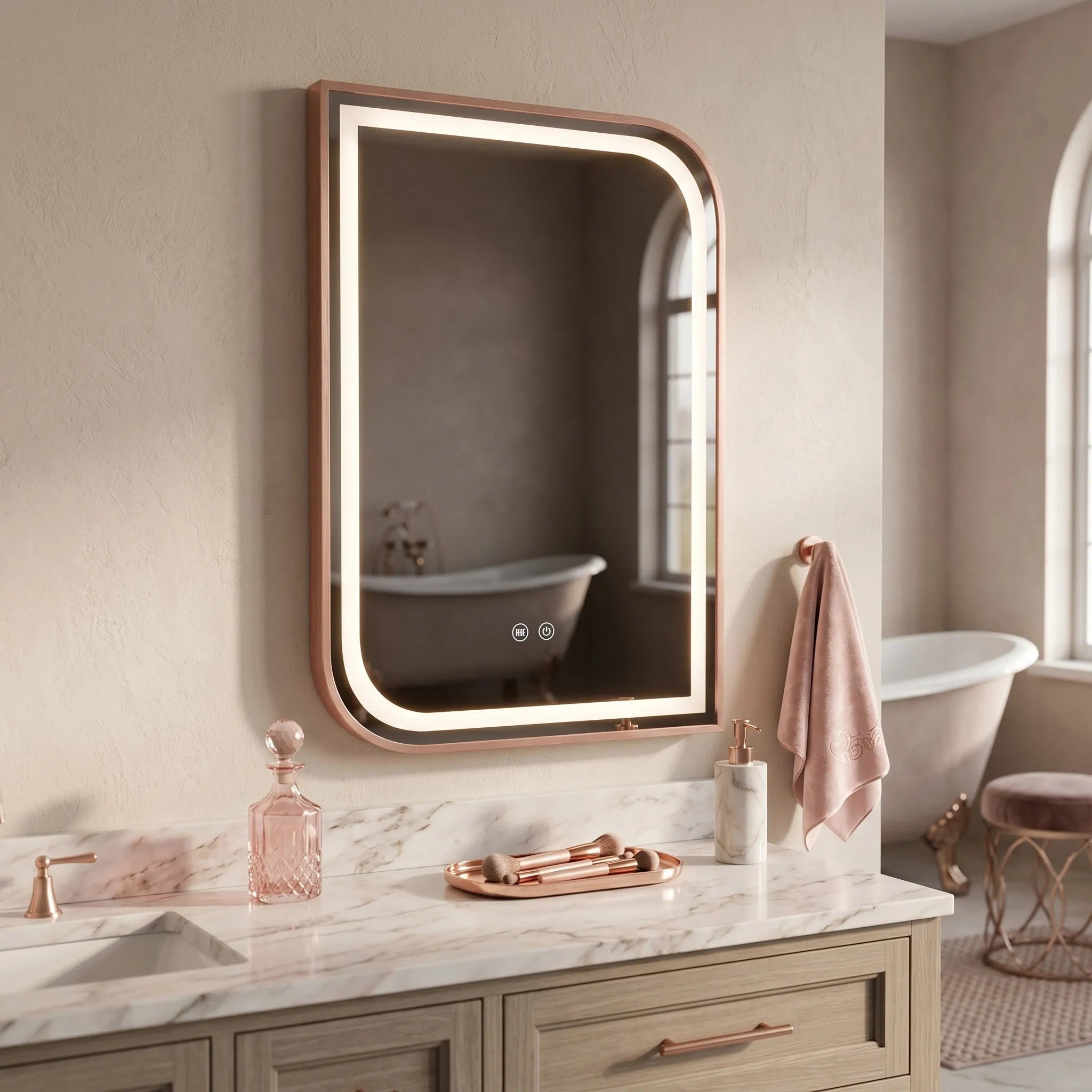 Zrkadlo LED ZONE 70x50  BRUSH  ROSE GOLD  5