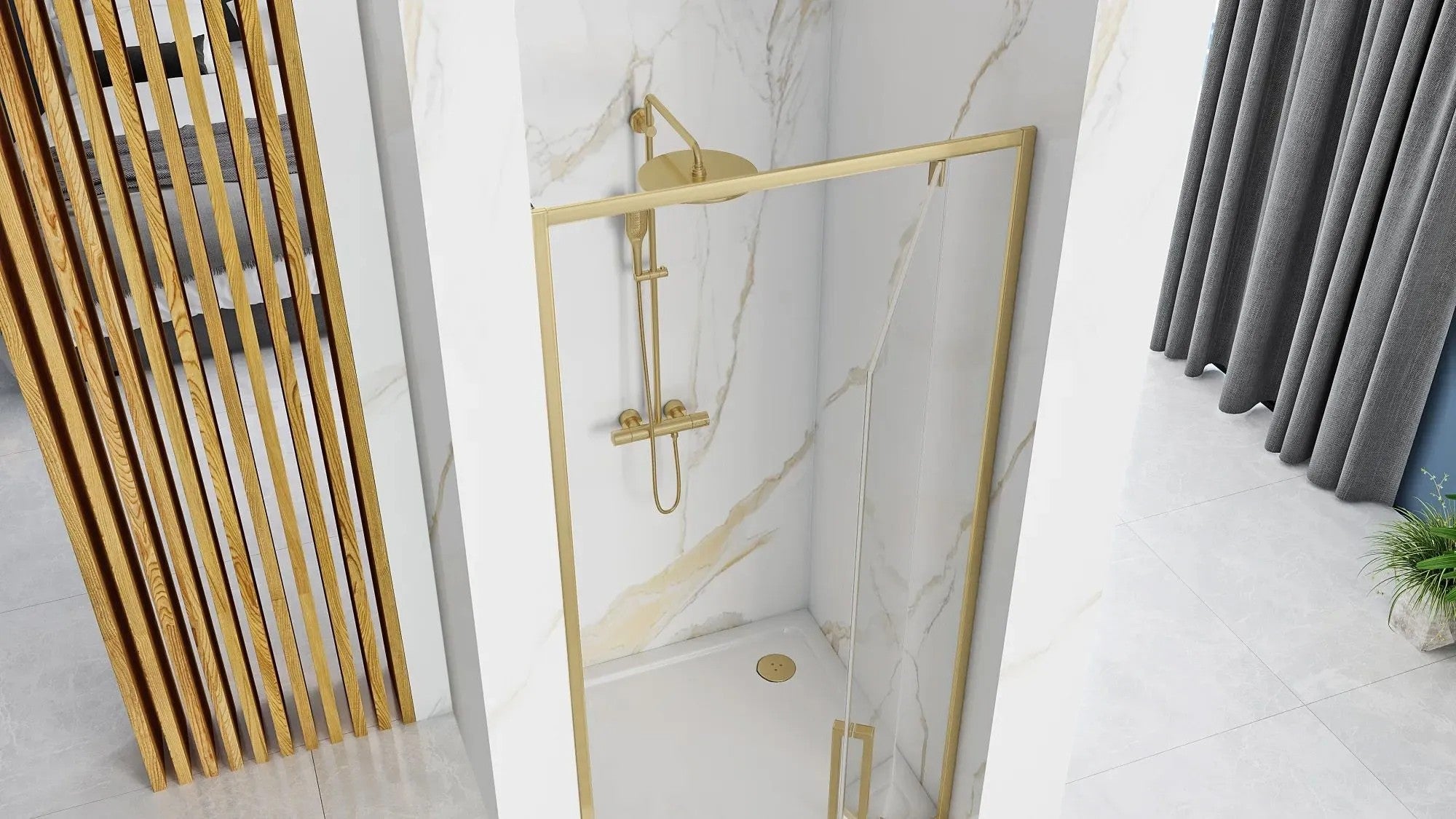 Sprchové dvere REA Rapid Swing Brush Gold 90  5