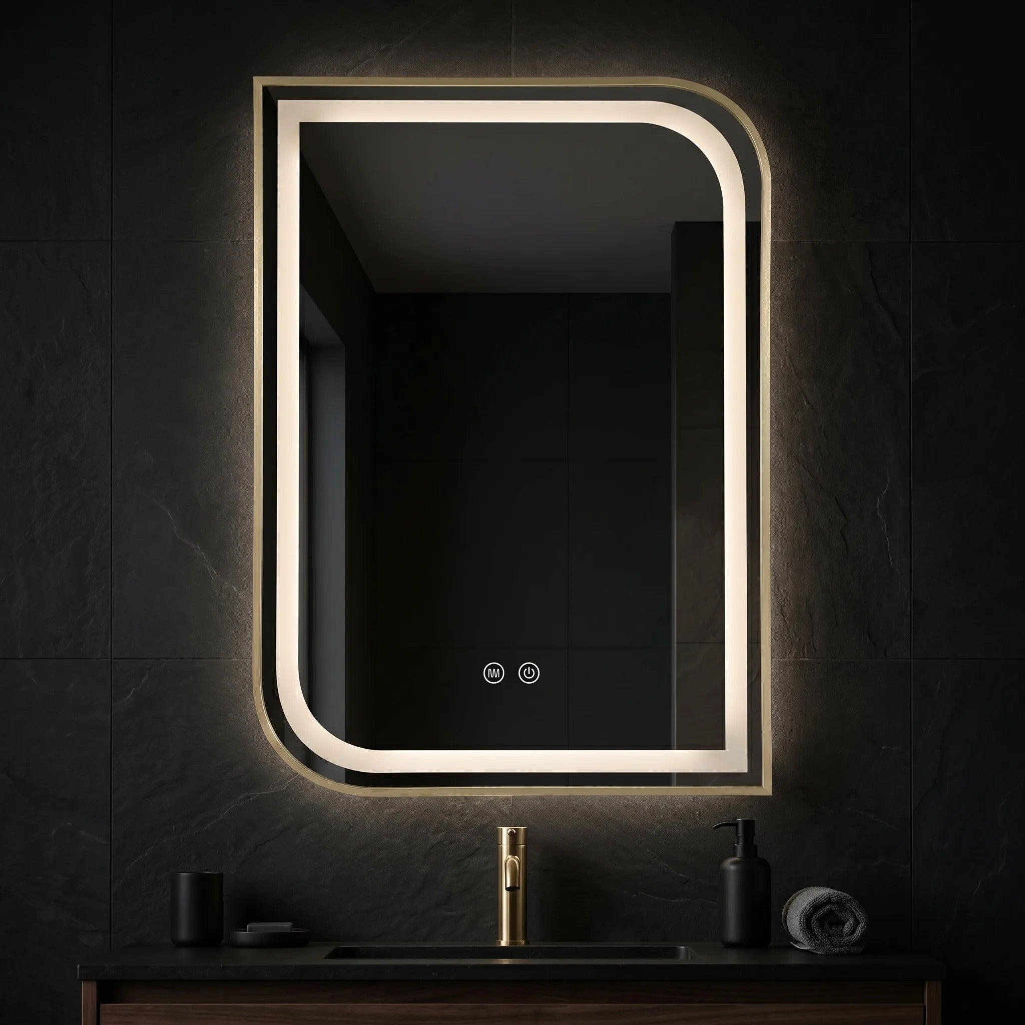 Zrkadlo LED ZONE 70X50 BRUSH GOLD  5