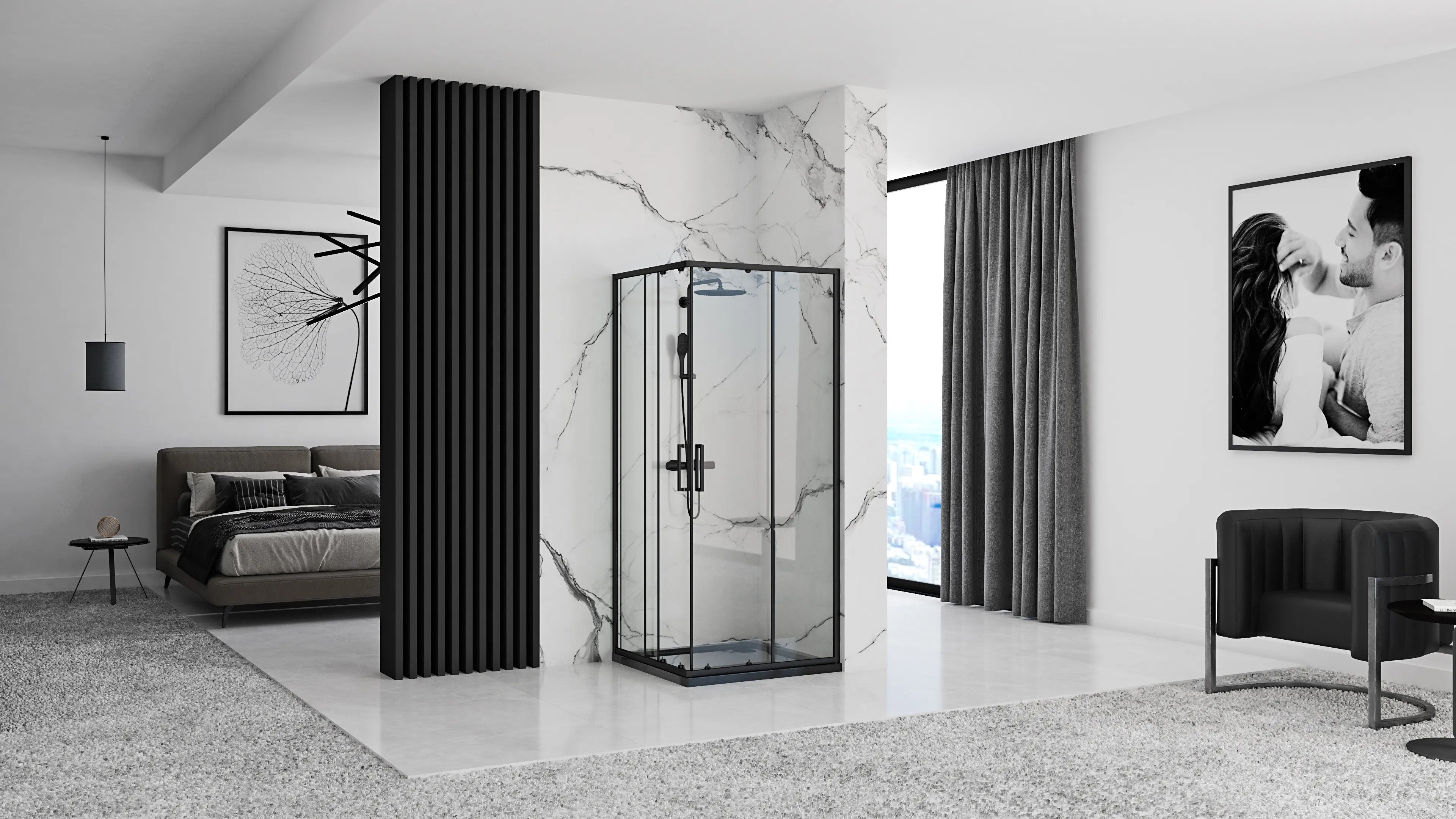 Sprchovací kút REA PUNTO 90x90 - čierna S detským bazénom Savoy 5