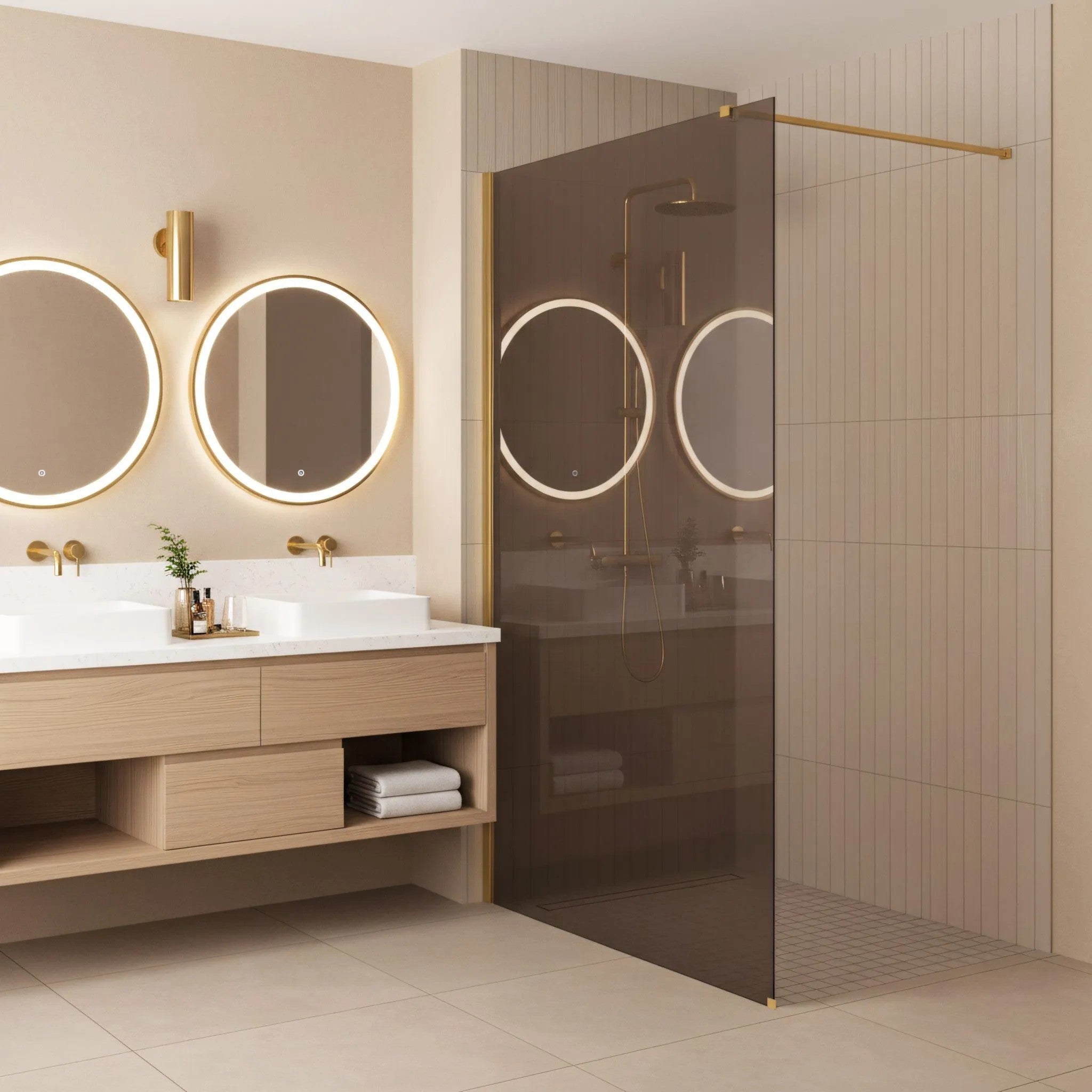 Sprchová zástena Rea Flexi Brown/ Gold 140  5