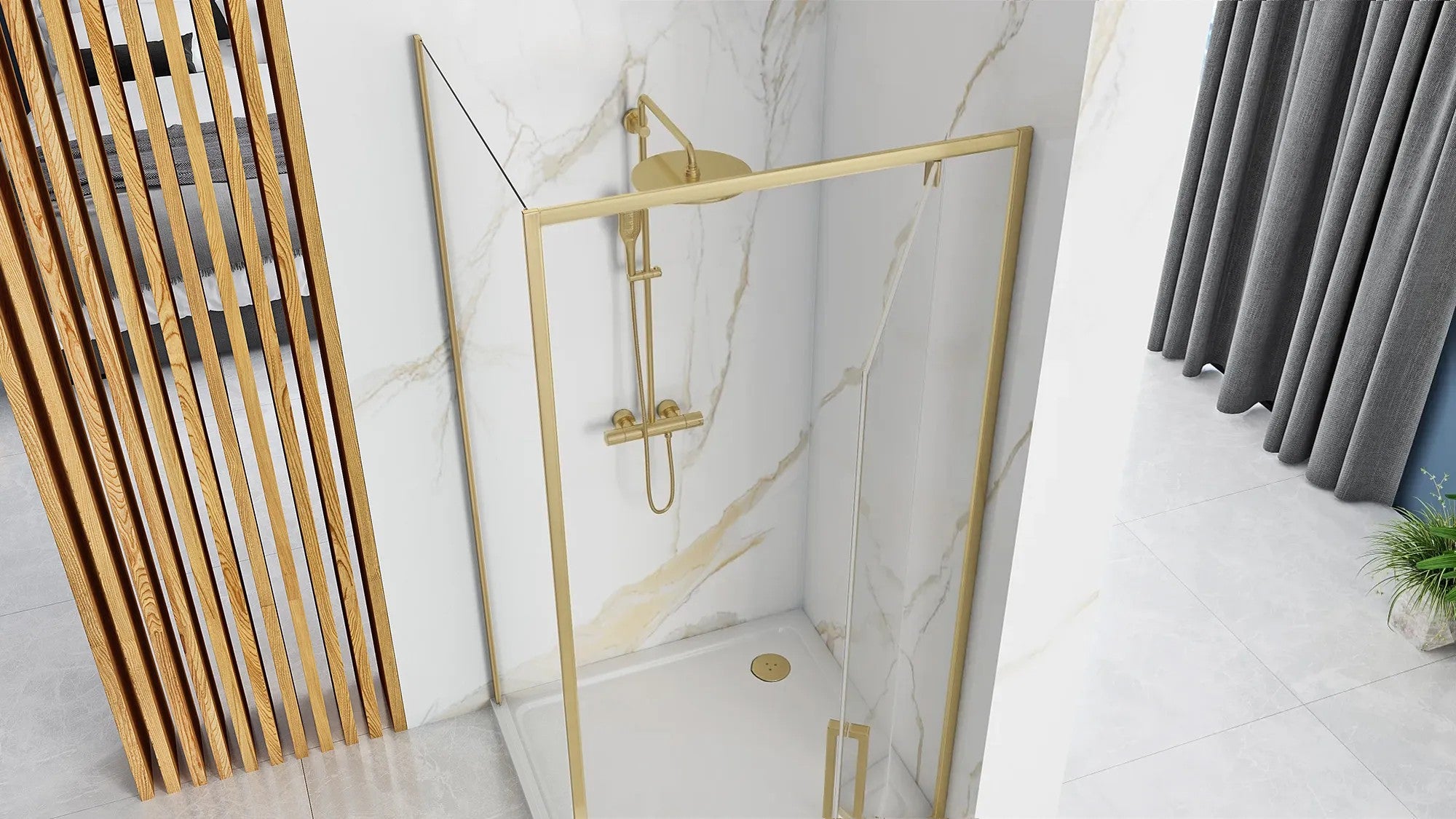 Sprchová kabína REA Rapid Swing Brush Gold Dvere: 90 x stena: 90 5