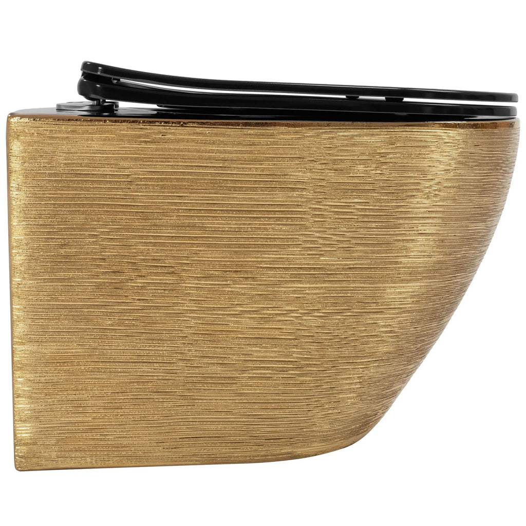 Závesná WC misa Rea Carlo Mini Tornado Black Brush Gold  5