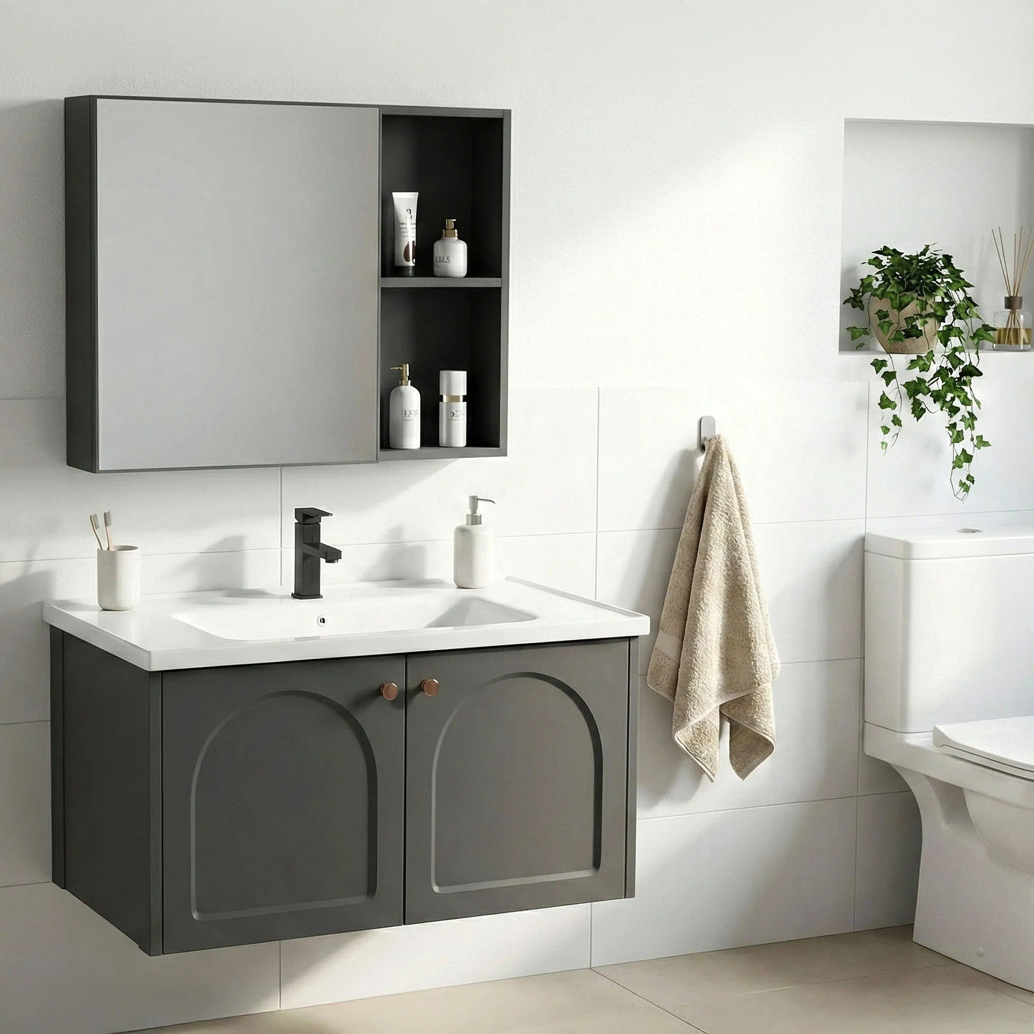 Súprava kúpeľňového nábytku s umývadlom Denver 80cm Grey  5