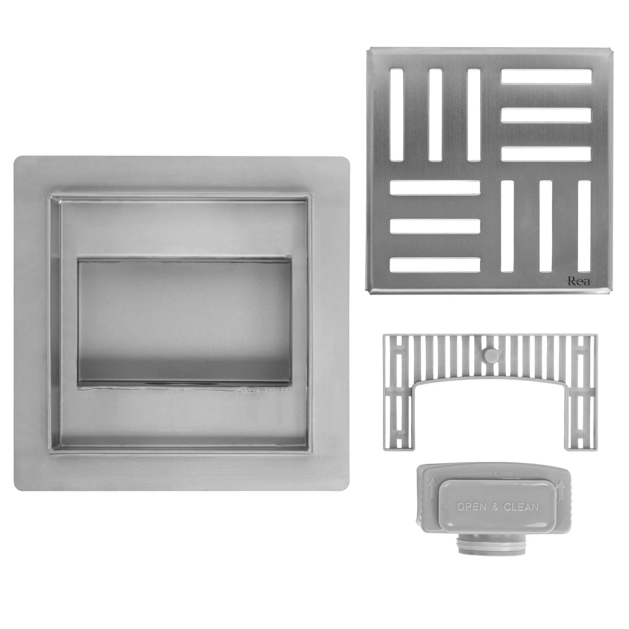 Odtokový žľab REA CROSS 150x150 Nickel Brush  5