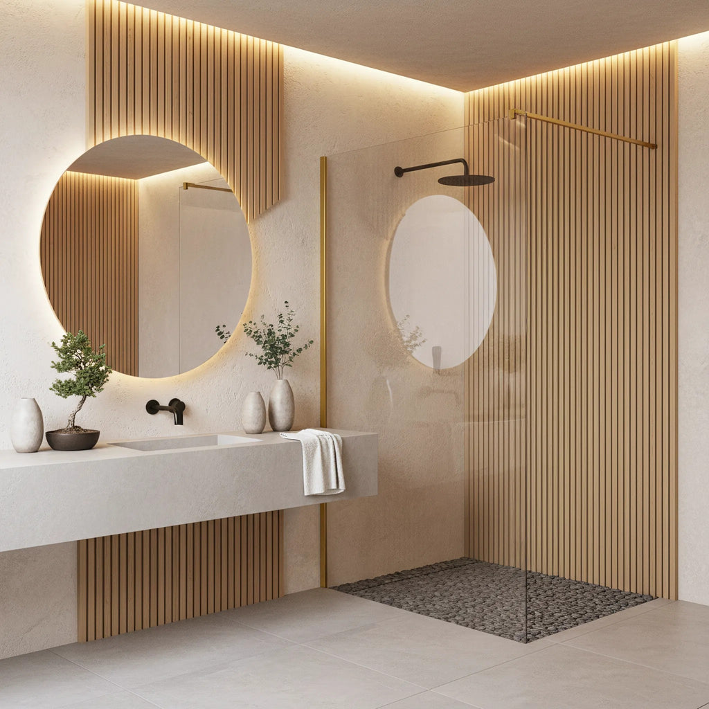 Sprchová zástena Rea Flexi Transparent / Brush Gold 80  6
