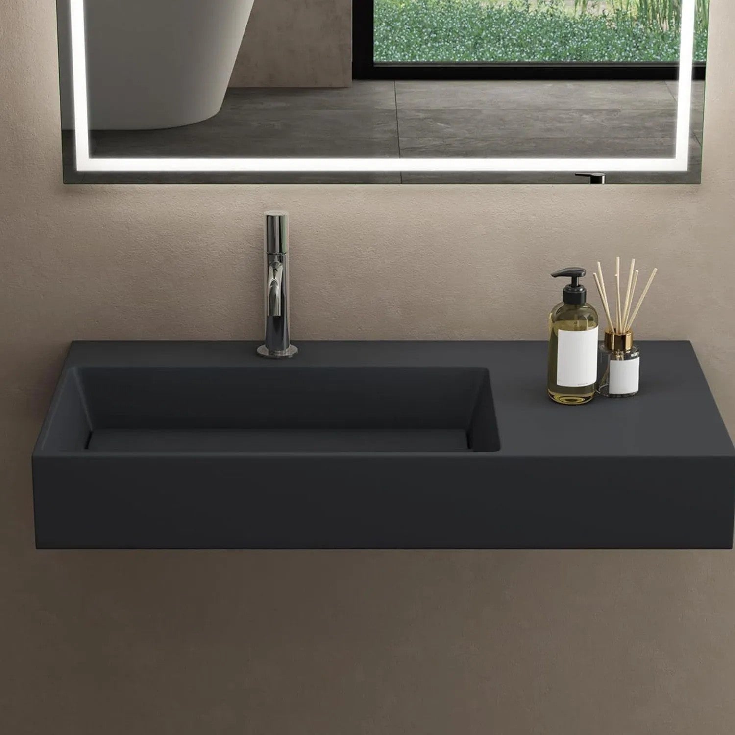 Umývadlo REA Archi 75 CM Grey MATT na dosku - konglomerát  6