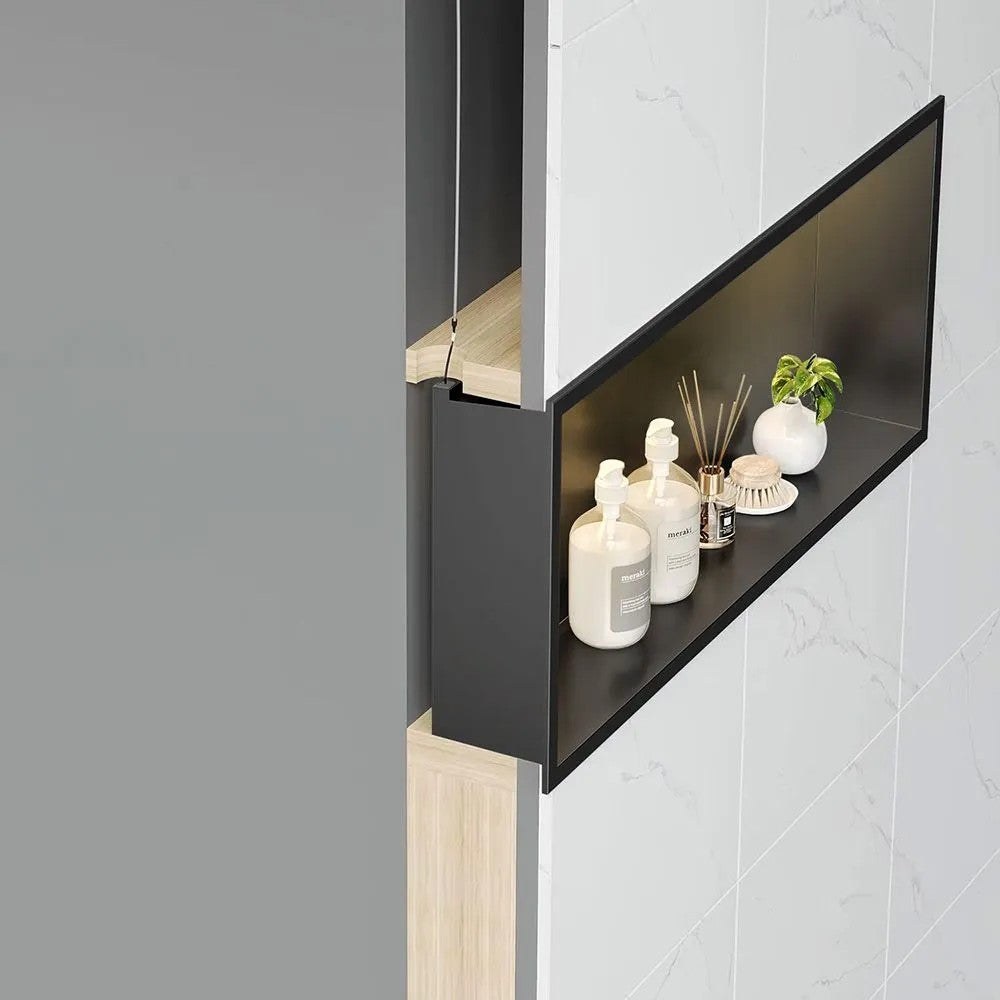 VSTAVANÁ KÚPEĽŇOVÁ POLICA LED 30x45 black  6