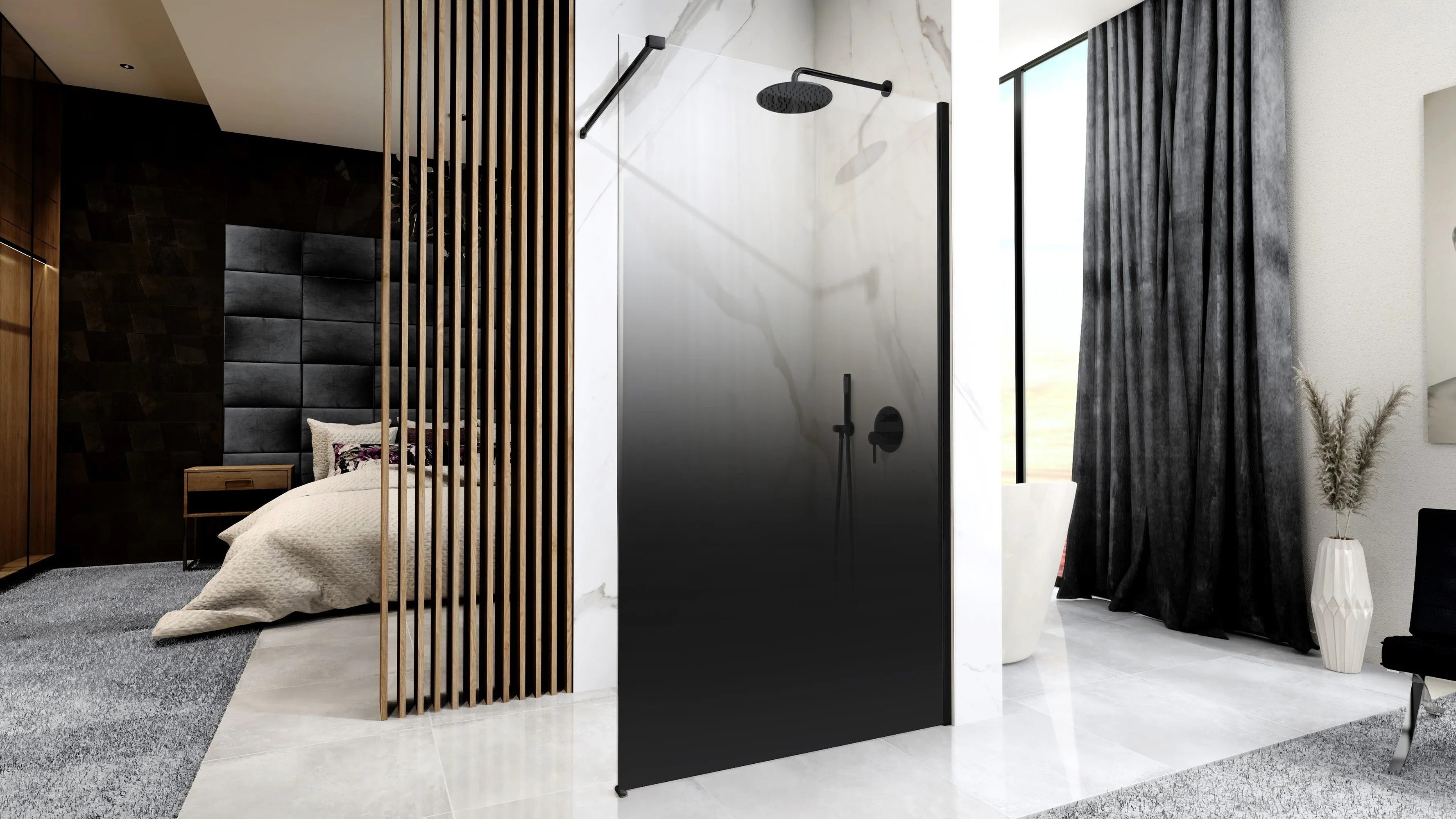 Sprchová zástena Rea Aero Ombre Black/Black 110  6
