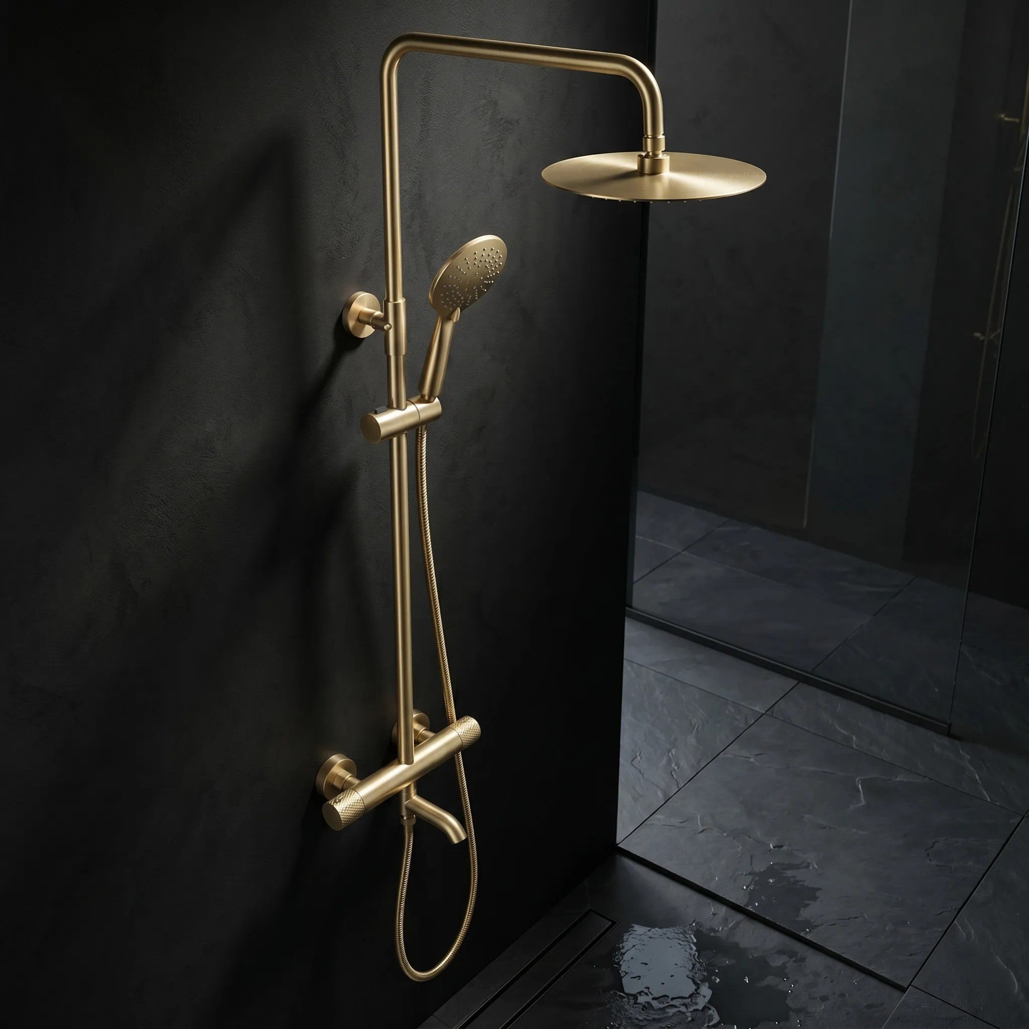 Sprchová sada s termostatom REA LUNGO Diamond - Gold Brush  6