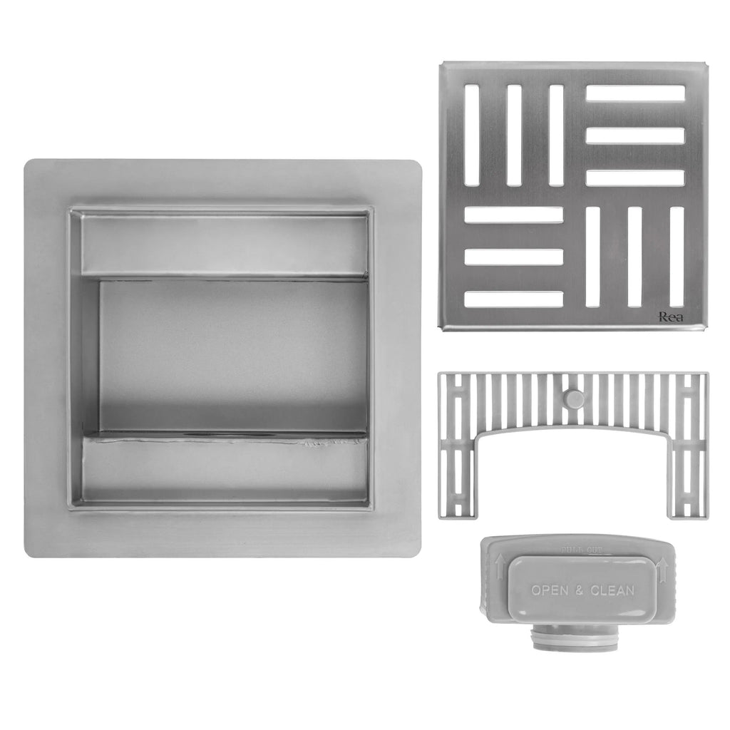 Odtokový žľab REA CROSS Nickel Brush 12x12  6