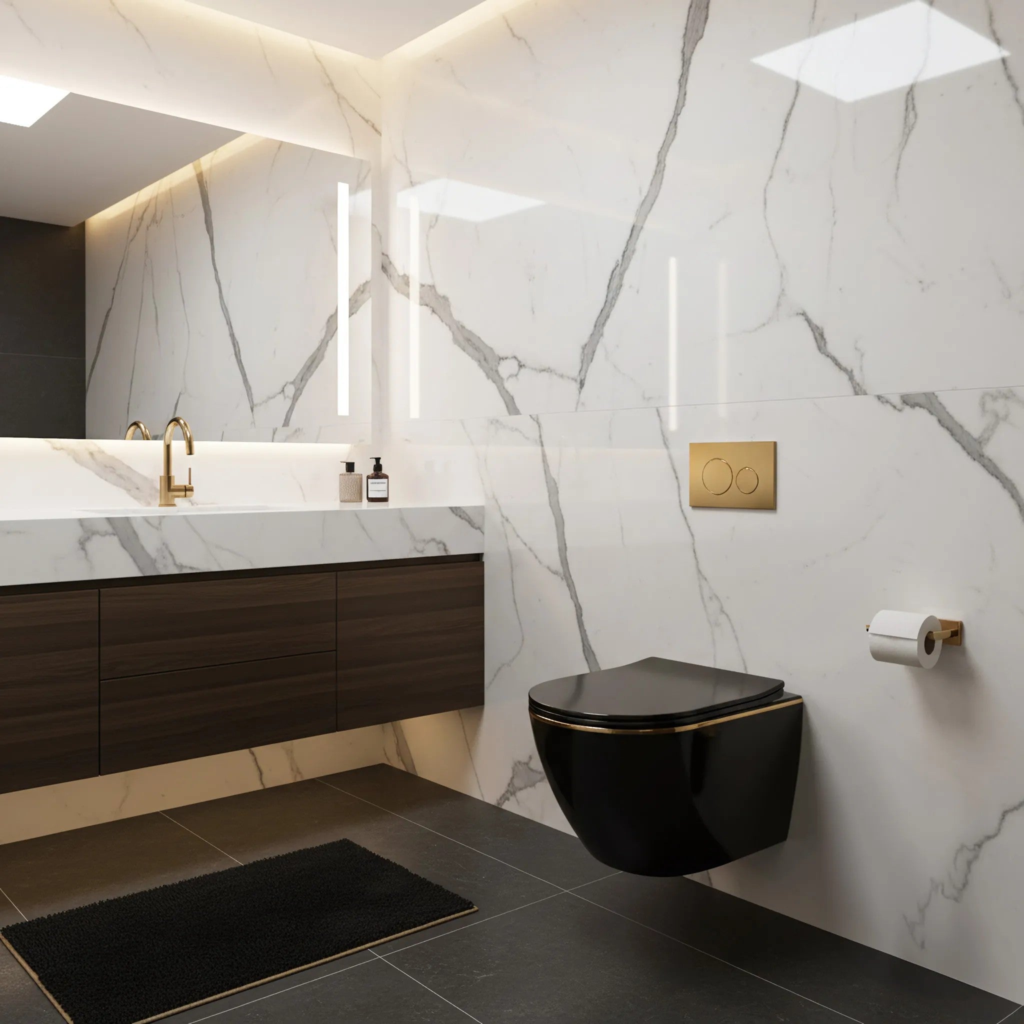 Závesné WC Rea Carlo Mini Tornado Black Gold Egde  6