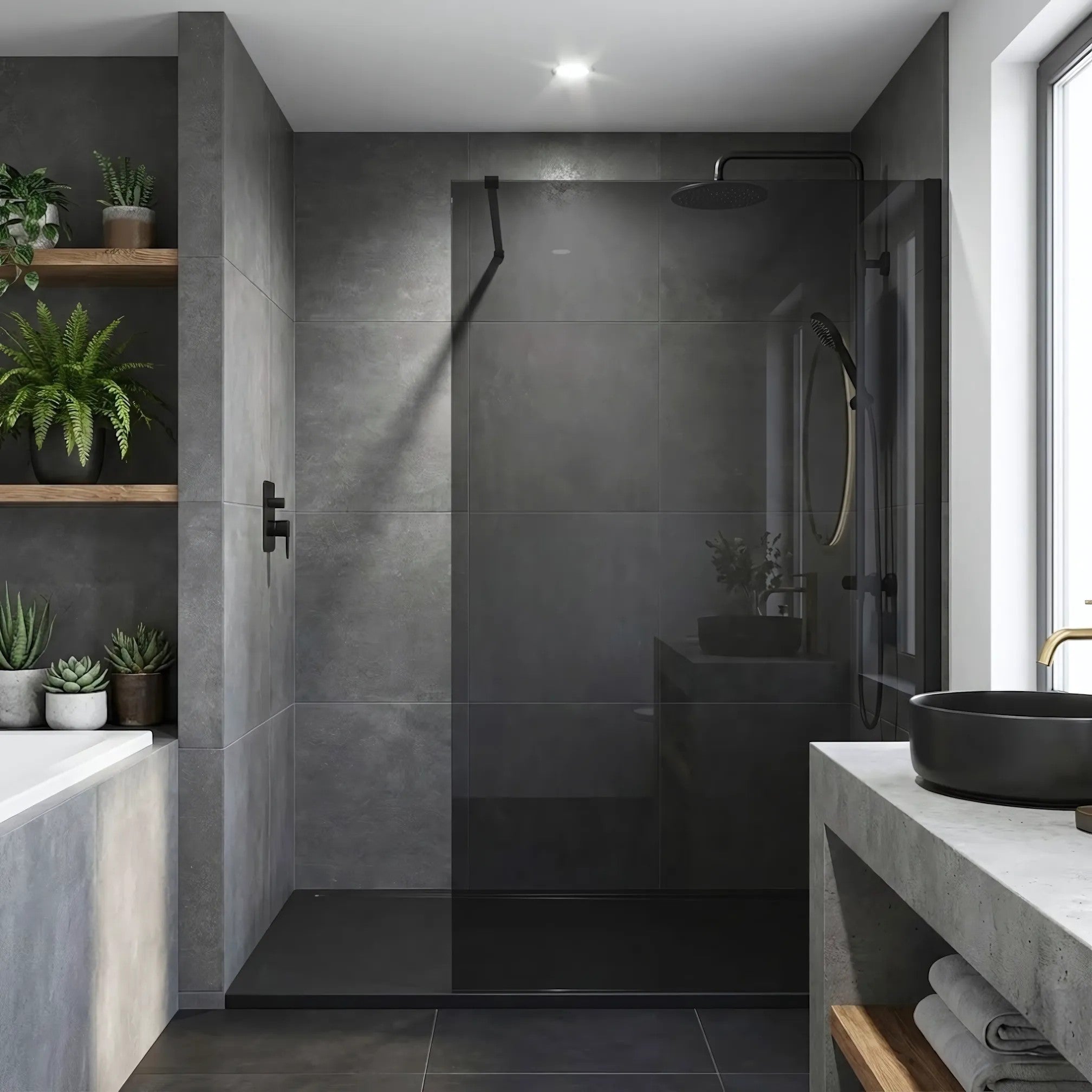 Sprchová zástena Rea Flexi Grey / Black 80  6