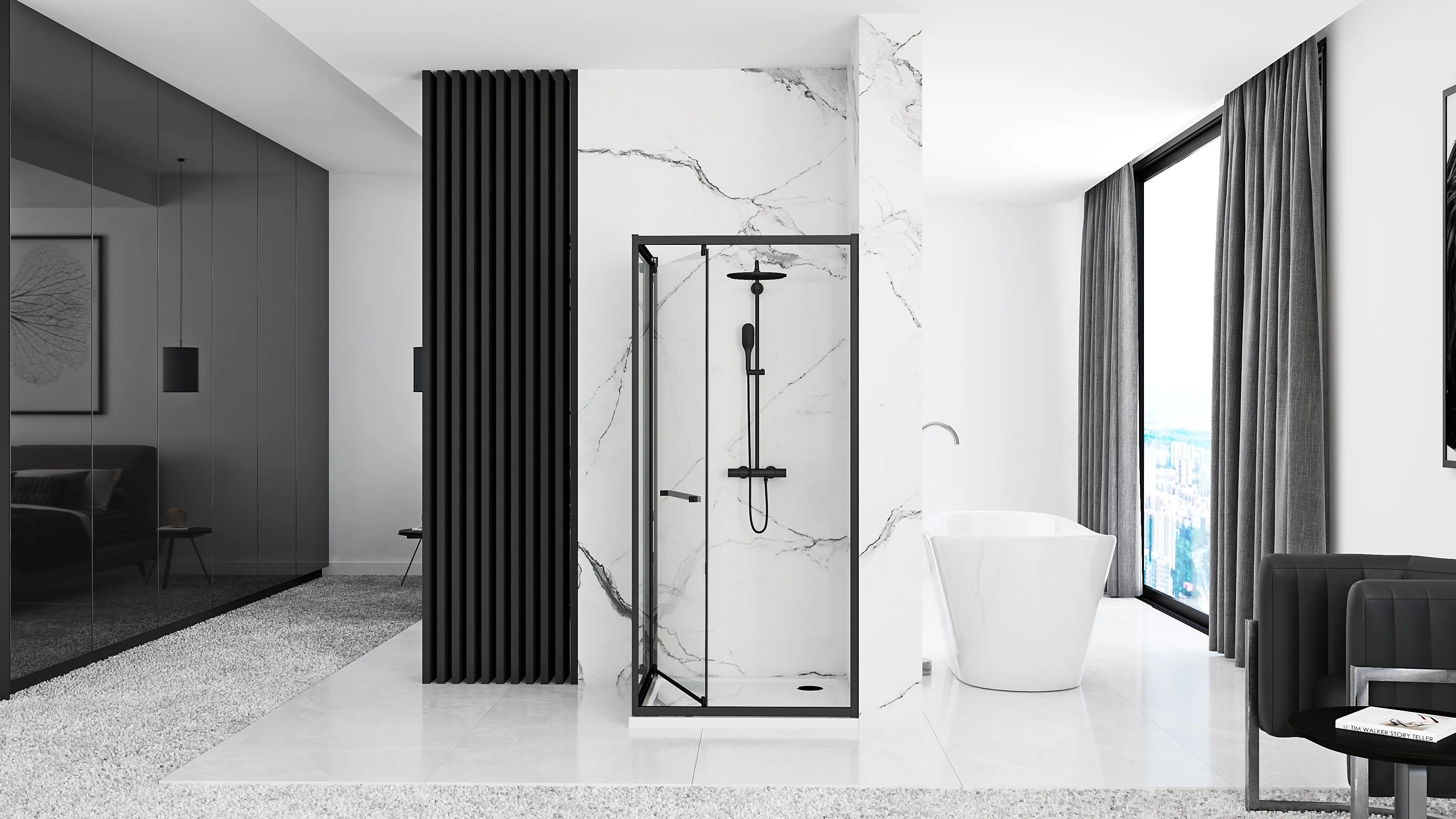 Sprchovací kút Rea Space In Black 80x100 Bez sprchovej vaničky 6