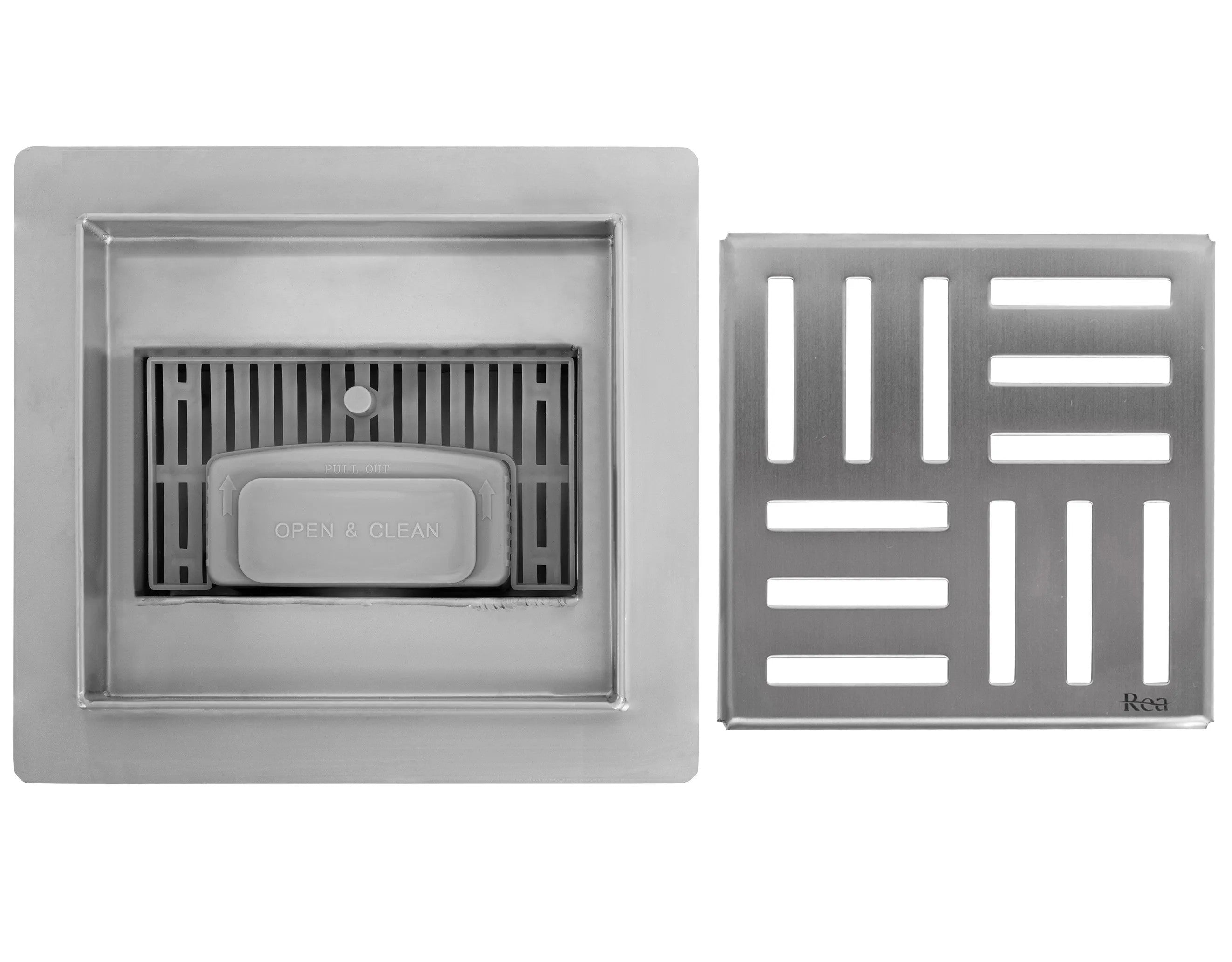 Odtokový žľab REA CROSS 150x150 Nickel Brush  6
