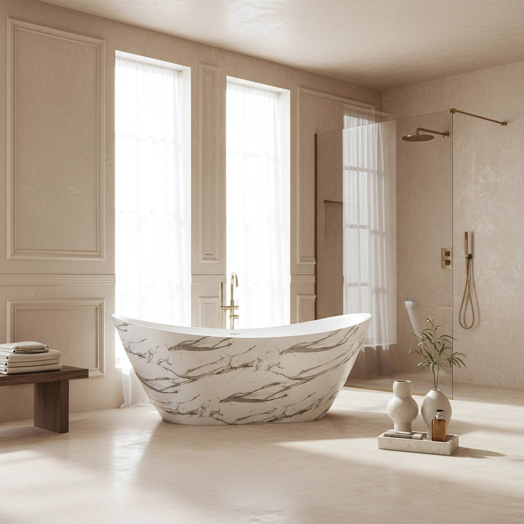 Voľne stojaca akrylátová vaňa Ferrano Slim Nature 170 Čierna krytka zátky 6