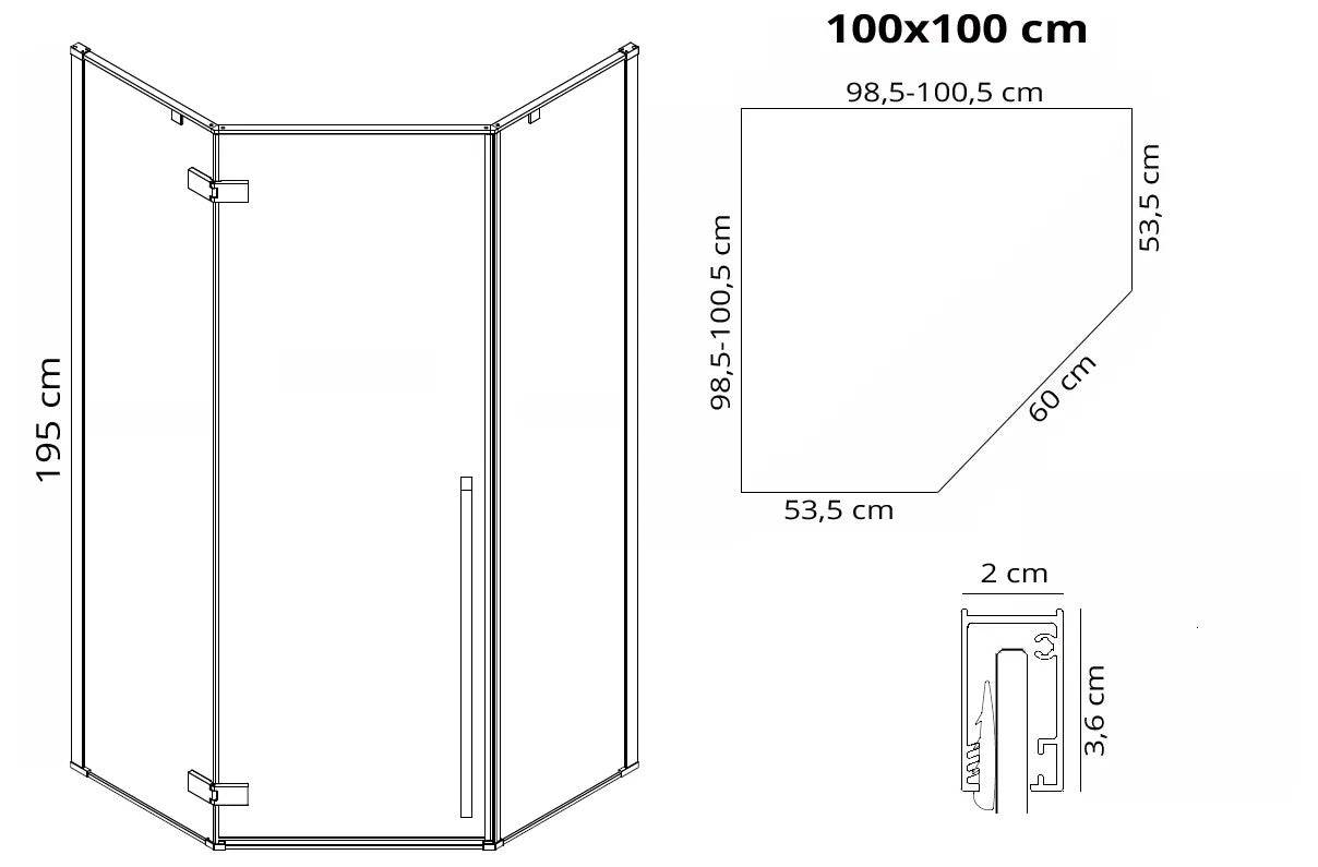 Sprchovací kút REA DIAMOND 100x100 - matná čierna  6