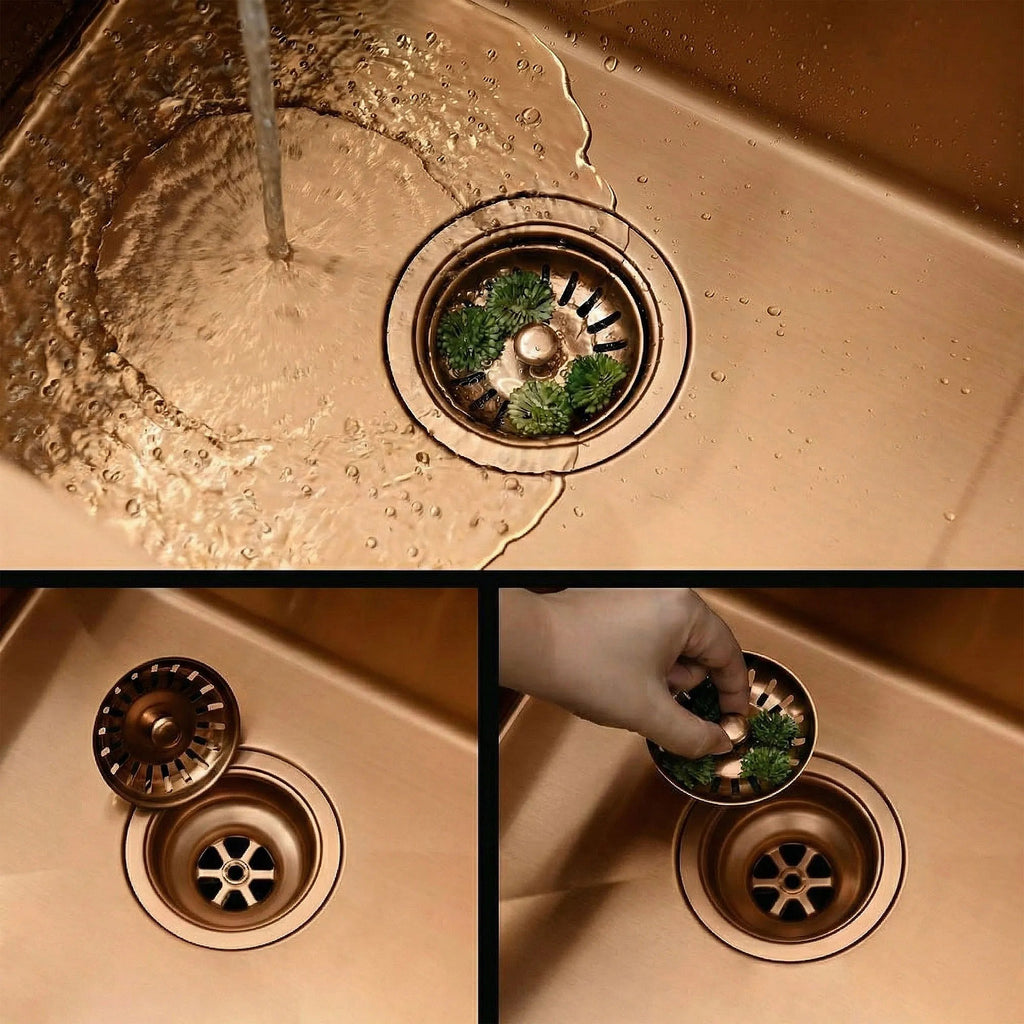 Oceľové umývadlo Fin BRUSH COPPER s kuchynskou batériou 6