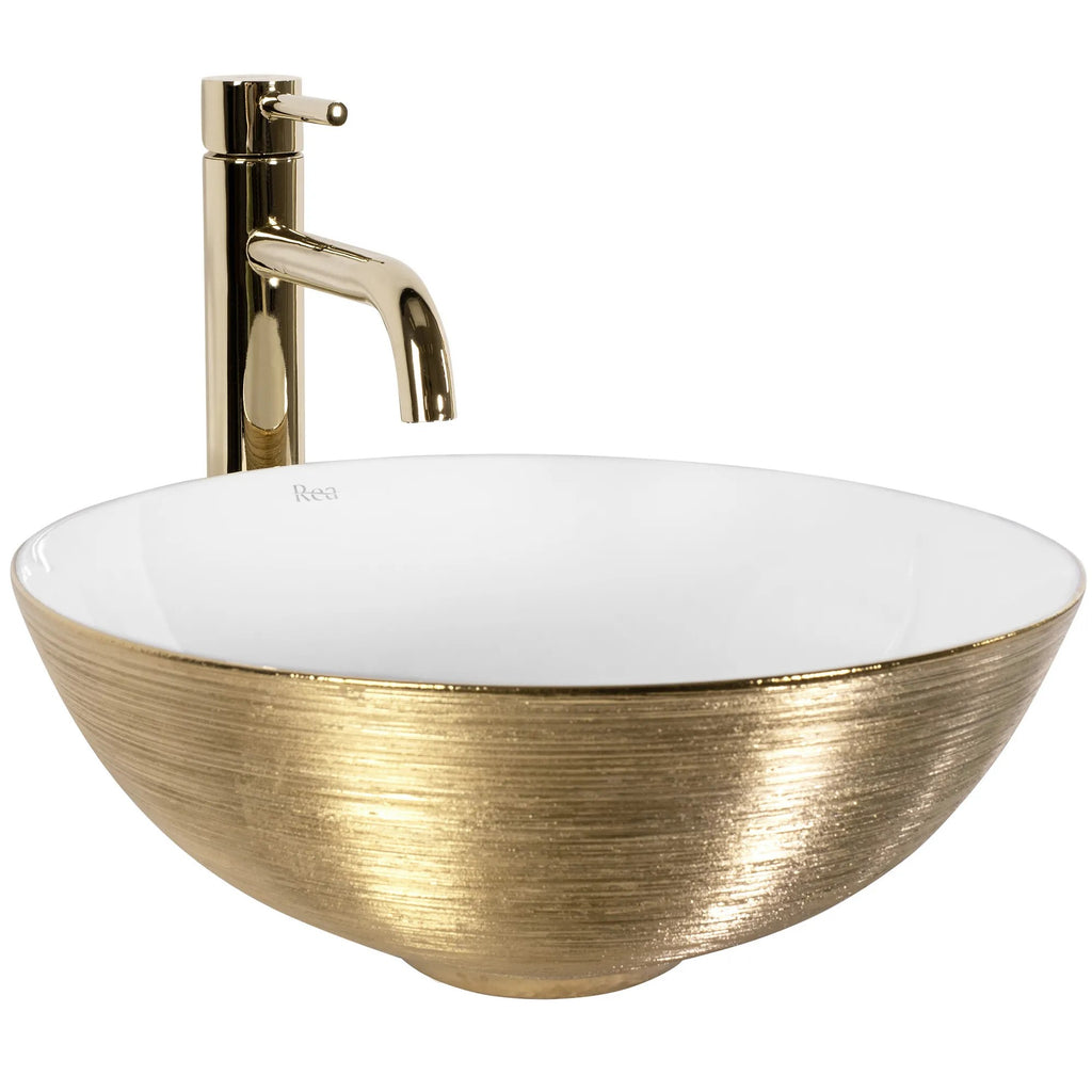 Umývadlo na dosku REA STELLA Gold Brush / White  6