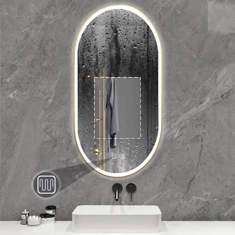 Zrkadlo LED OVL 50x100cm Brush Gold  6