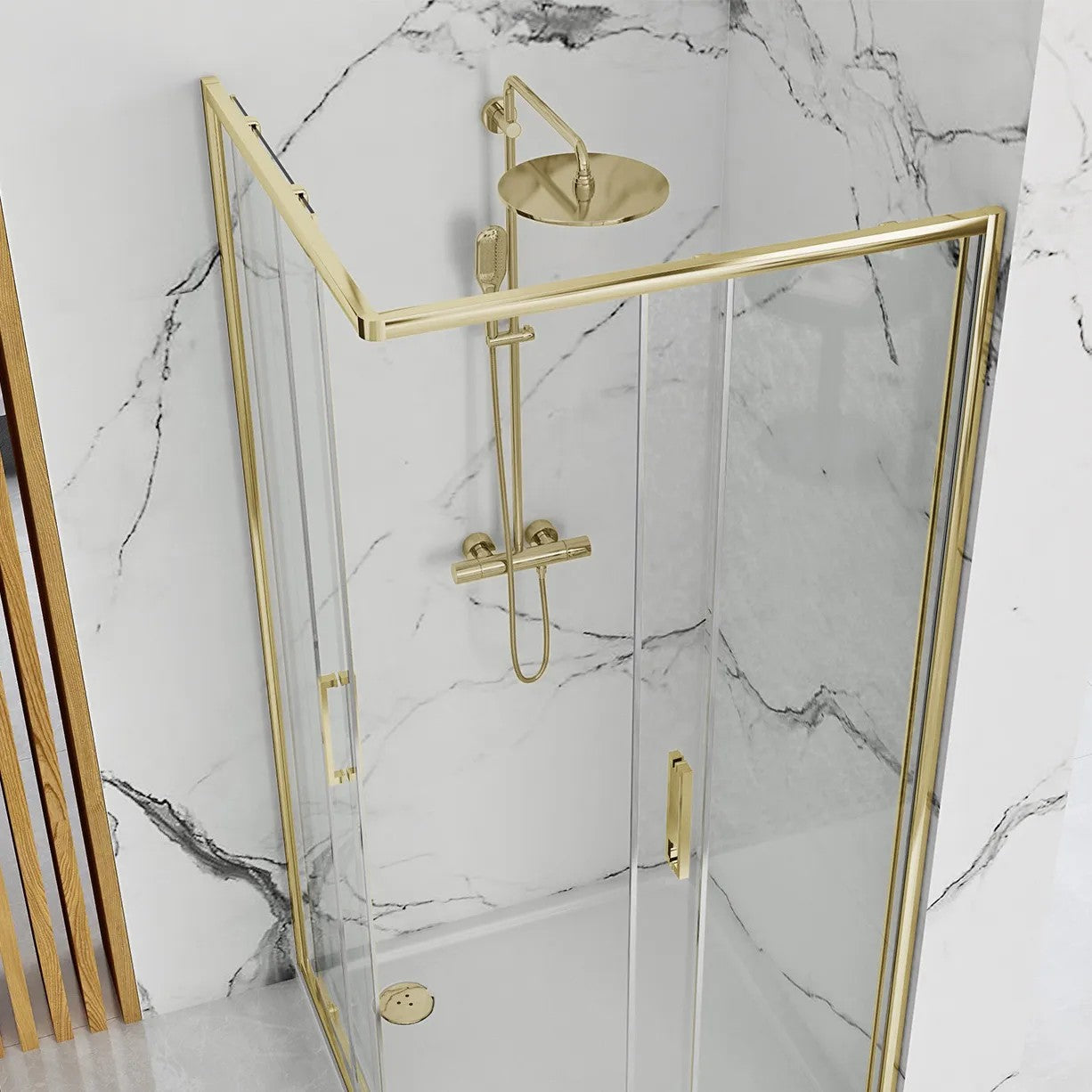 Sprchovací kút REA PUNTO 80x80 Gold S detským bazénom Savoy black 6