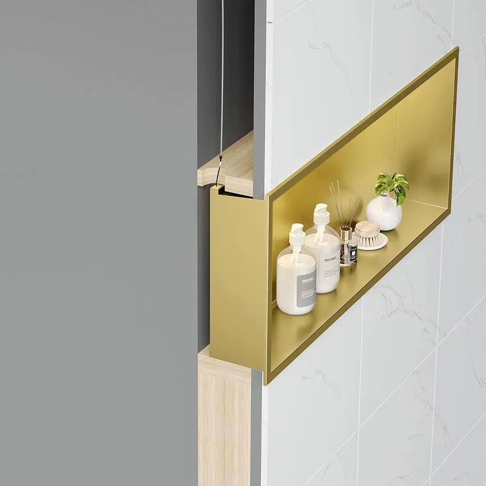 VSTAVANÁ KÚPEĽŇOVÁ POLICA LED 30x45 brush gold  6
