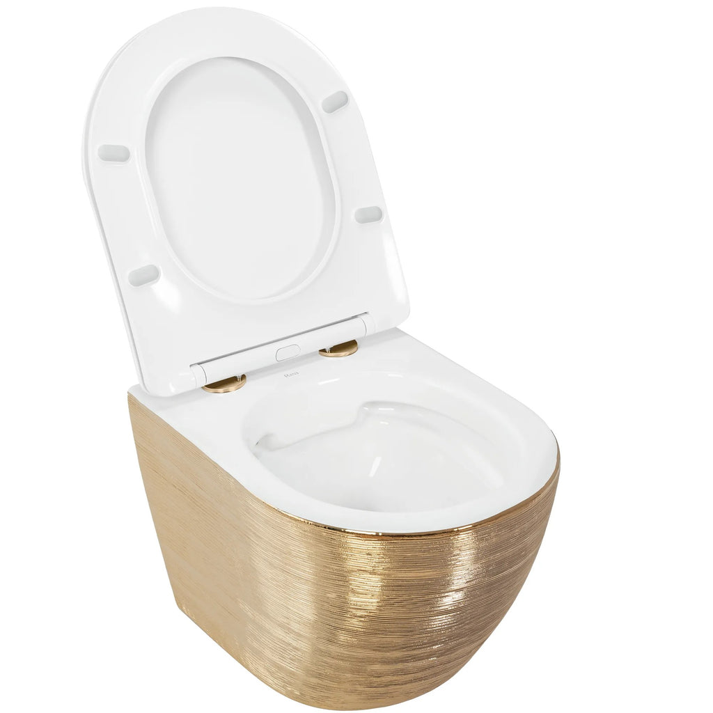 Závesná WC misa Carlo Flat - brúsené zlato  6