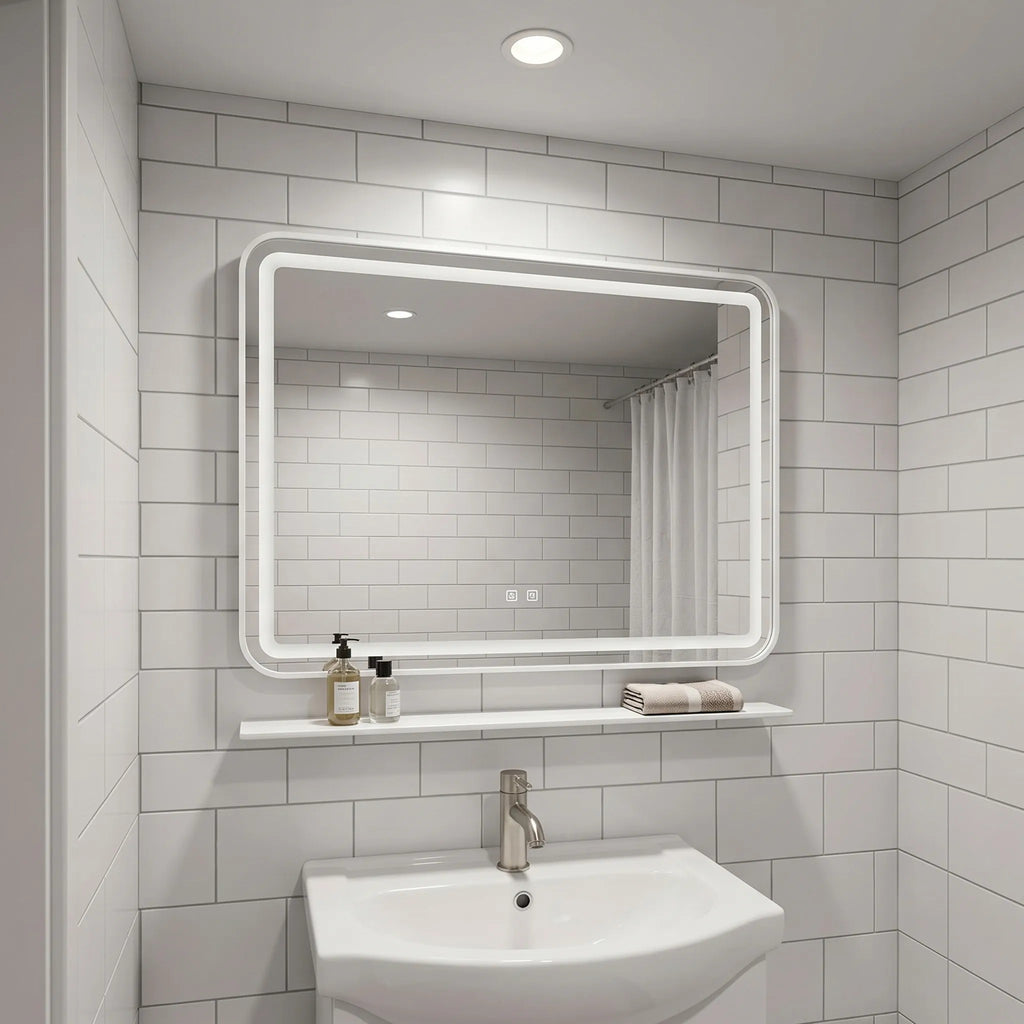 LED zrkadlo na stenu s policou 80x60 cm L-8060  6
