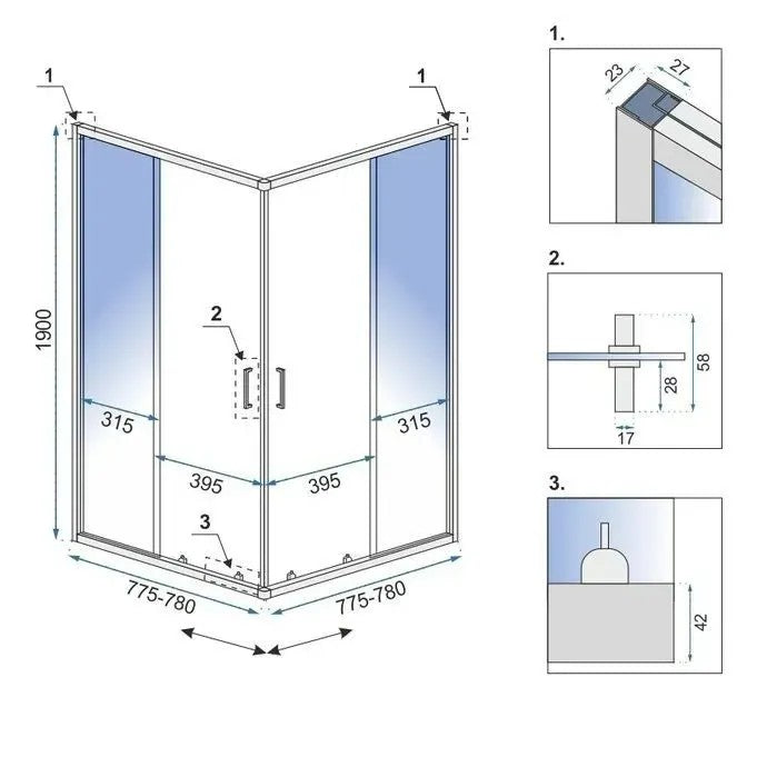 Sprchovací kút REA City 80x80 Black S detským bazénom Savoy black 6