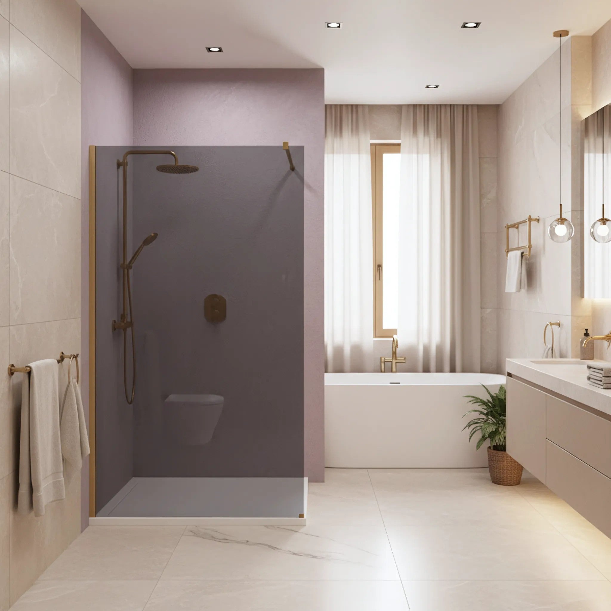 Sprchová zástena Rea Flexi Grey / Brush Gold 120  6